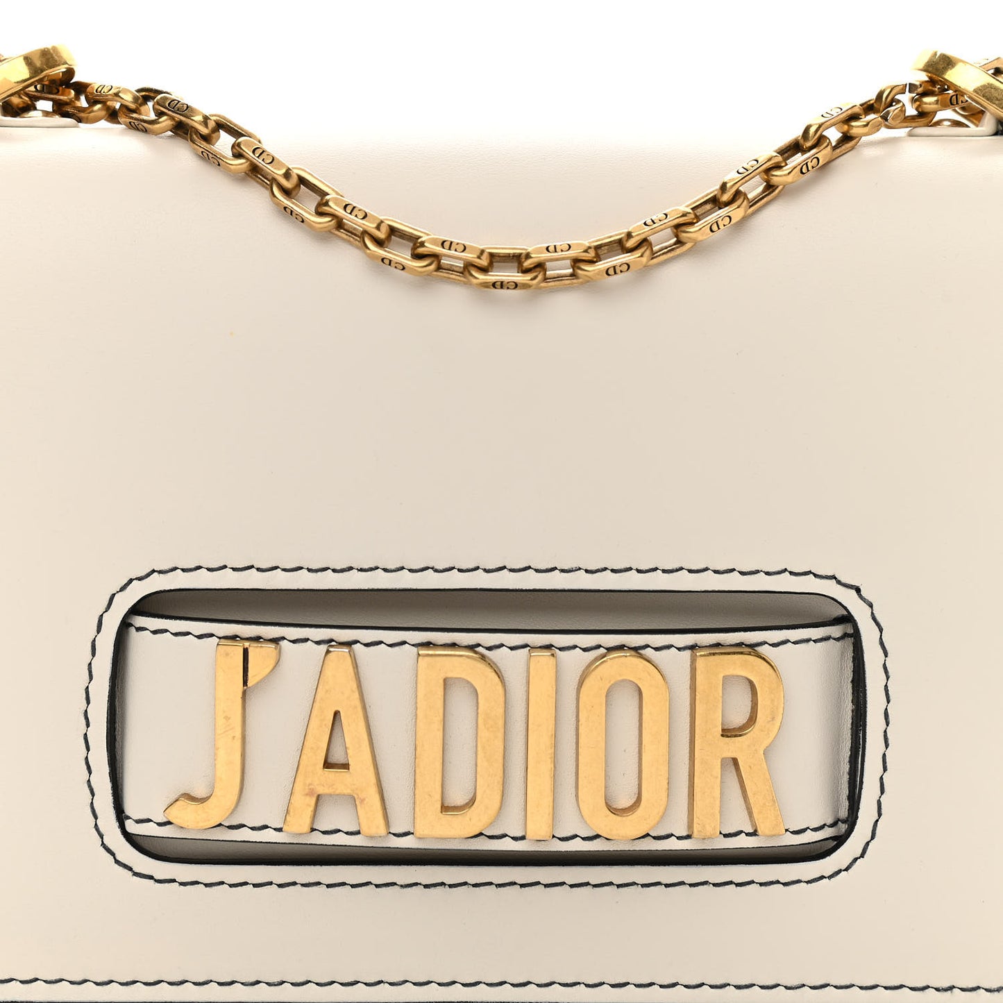Calfskin J'Adior Chain Flap Bag Off White