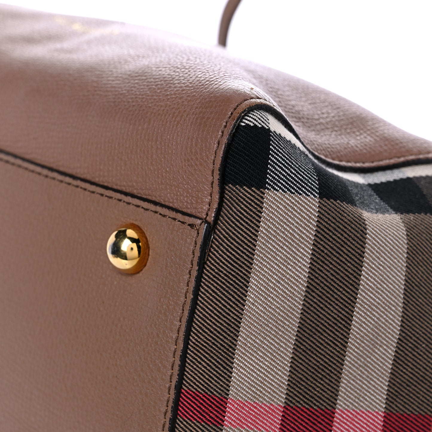 Grainy Calfskin House Check Small Canterbury Tote Tan