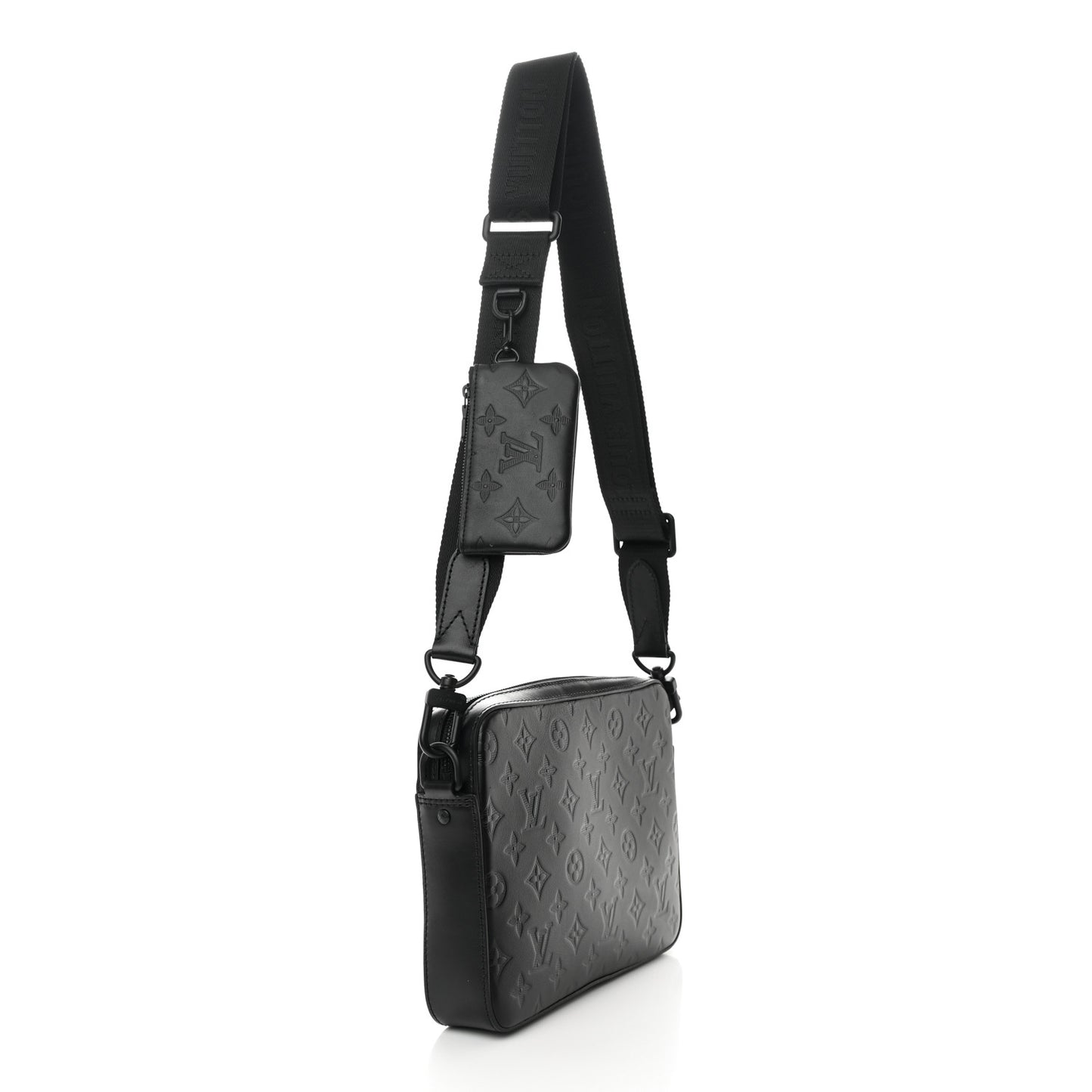 Calfskin Monogram Shadow Duo Messenger Black