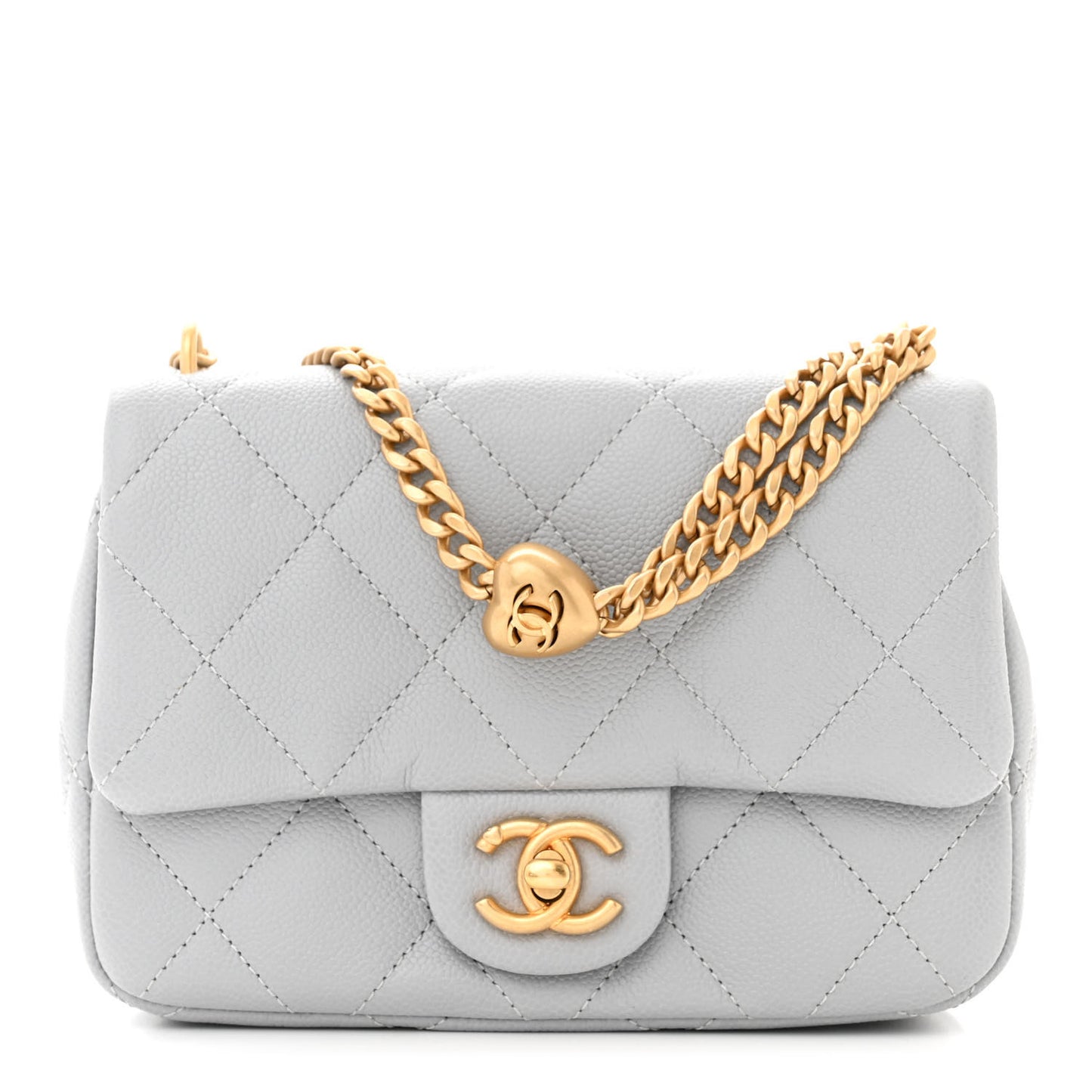 Caviar Quilted Mini Sweetheart Flap Grey