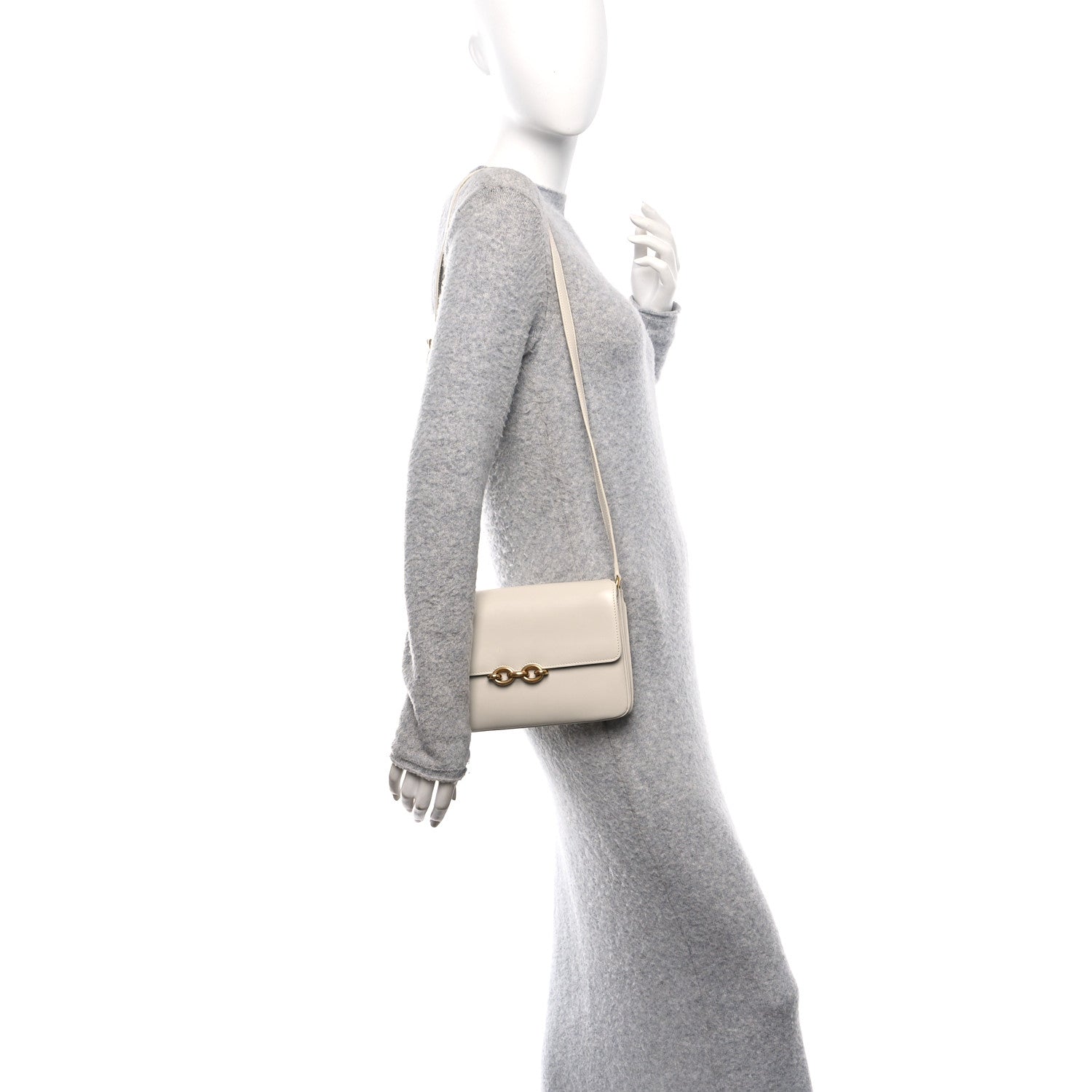 Saint Laurent Smooth Calfskin Le Maillon Satchel Crema Soft 3 of 12