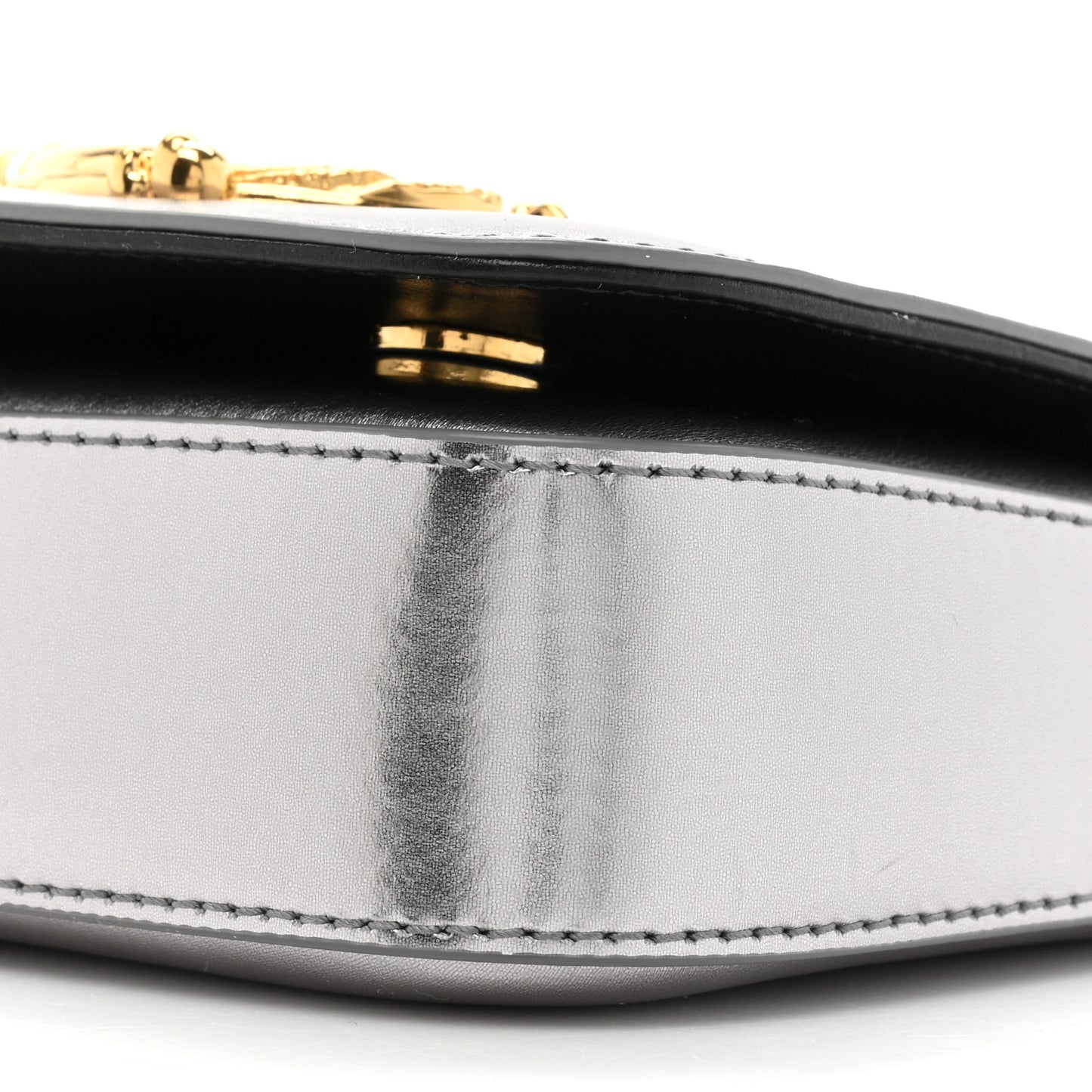 Metallic Nappa Mini DG Girls Shoulder Bag Silver