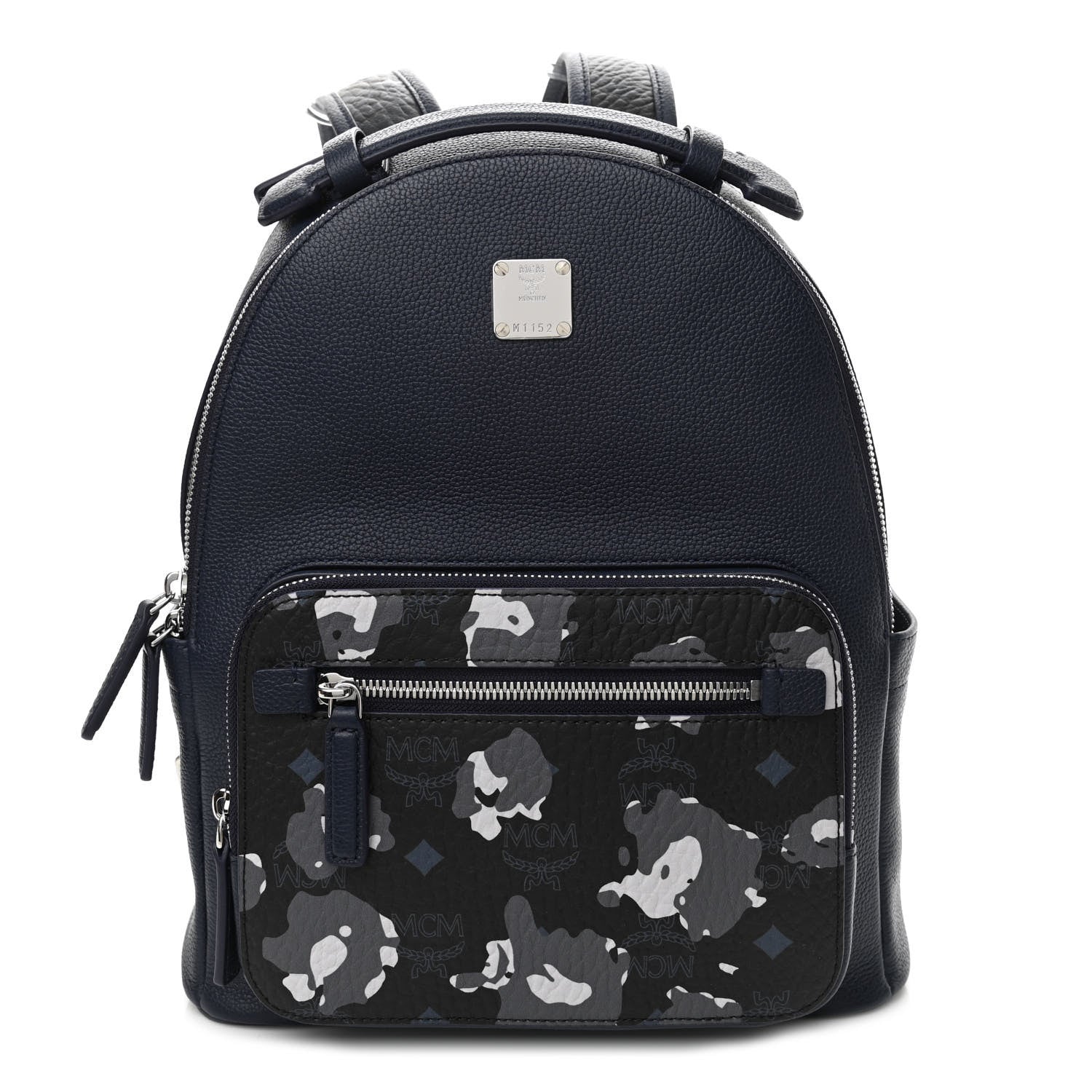 MCM Calfskin Visetos Floral Leopard Klassik Small Stark Backpack Blue Black 1 of 9