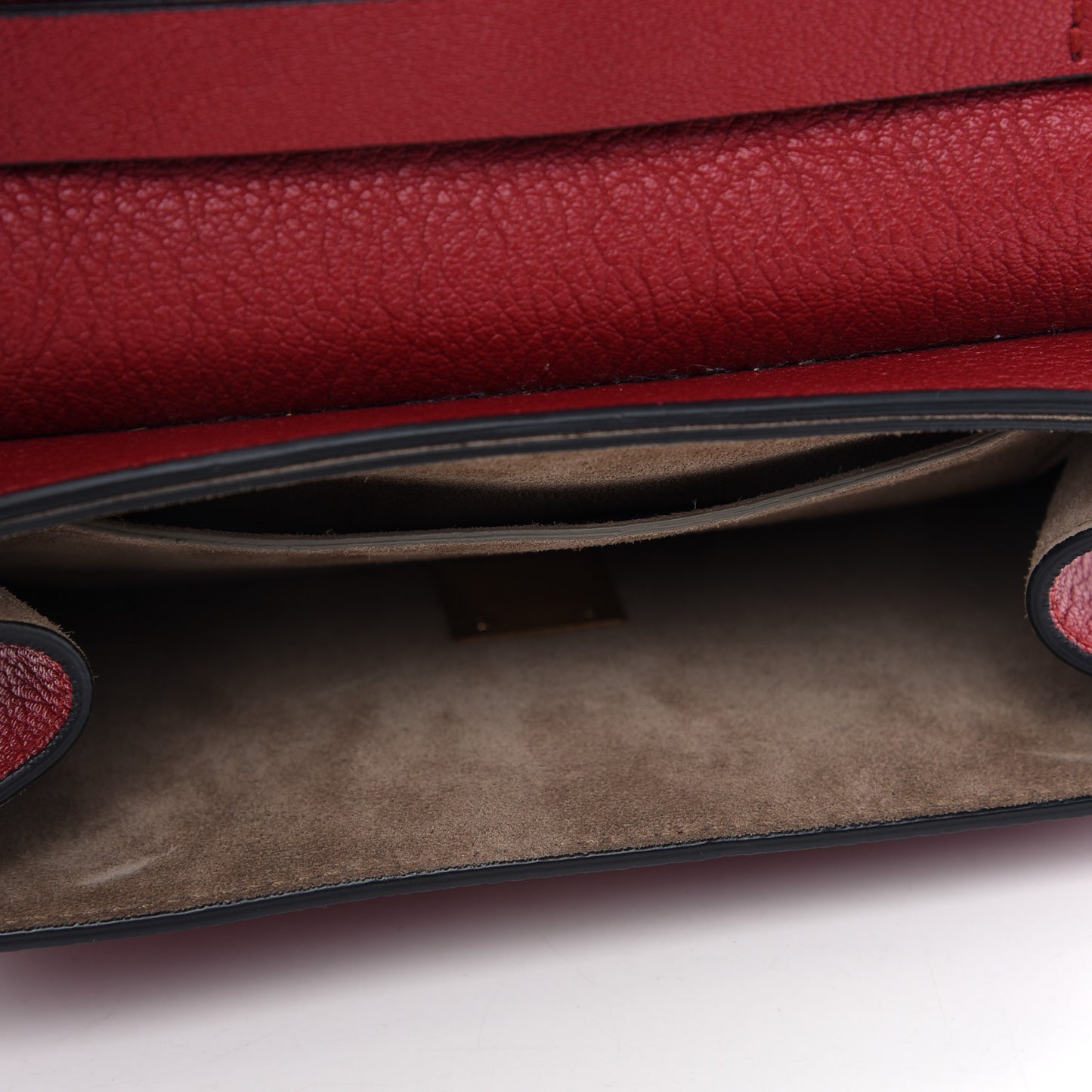 Grained Calfskin Lambskin Drew Shoulder Bag Red