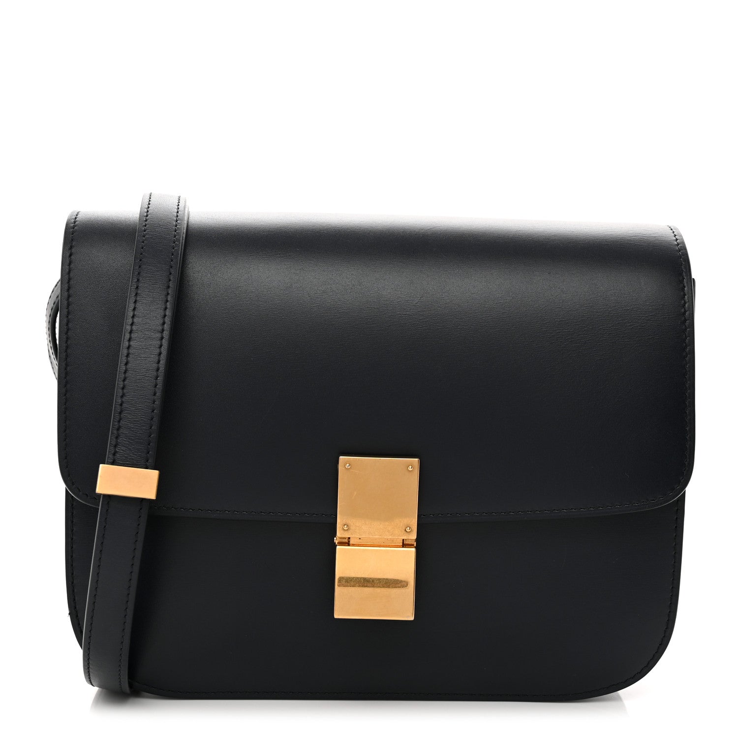 Celine Box Calfskin Medium Classic Box Flap Bag Navy 1911889