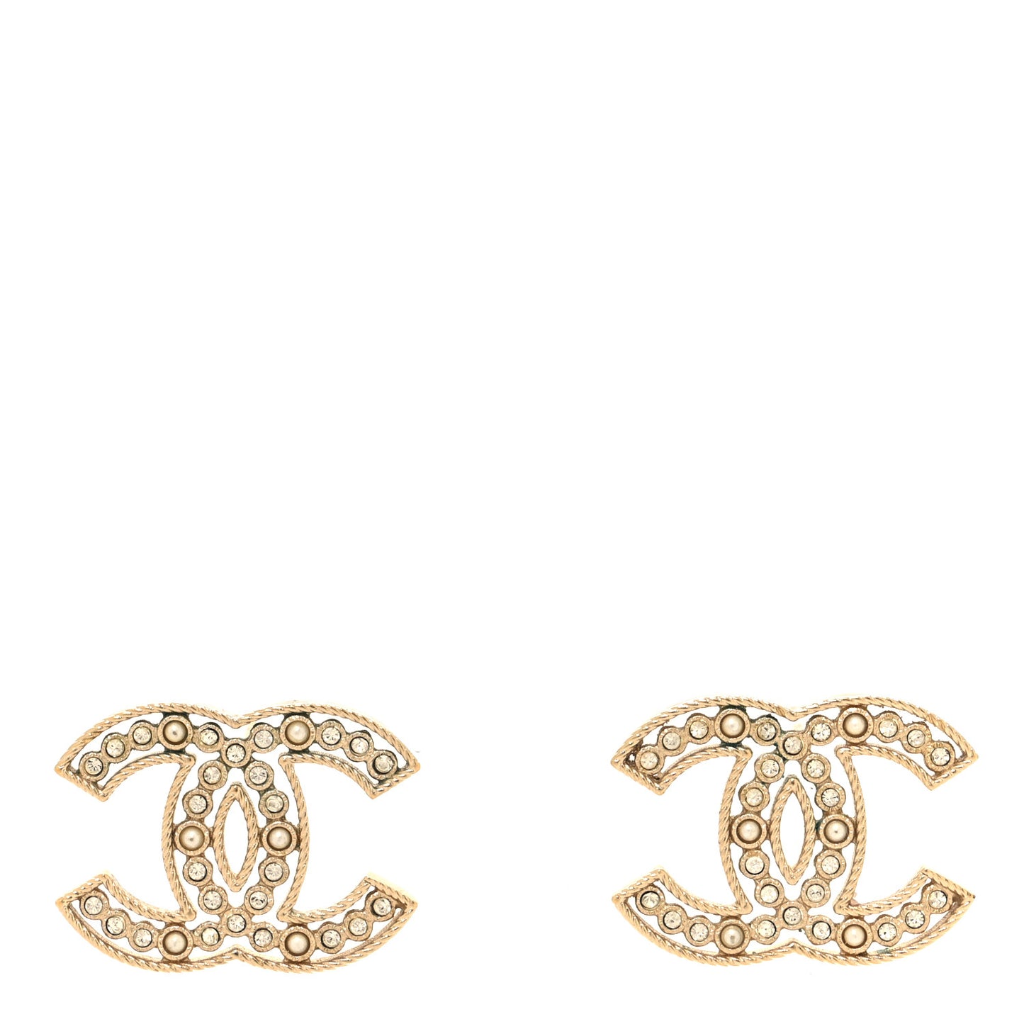 Pearl Crystal Sparkling Pearls CC Earrings Light Gold