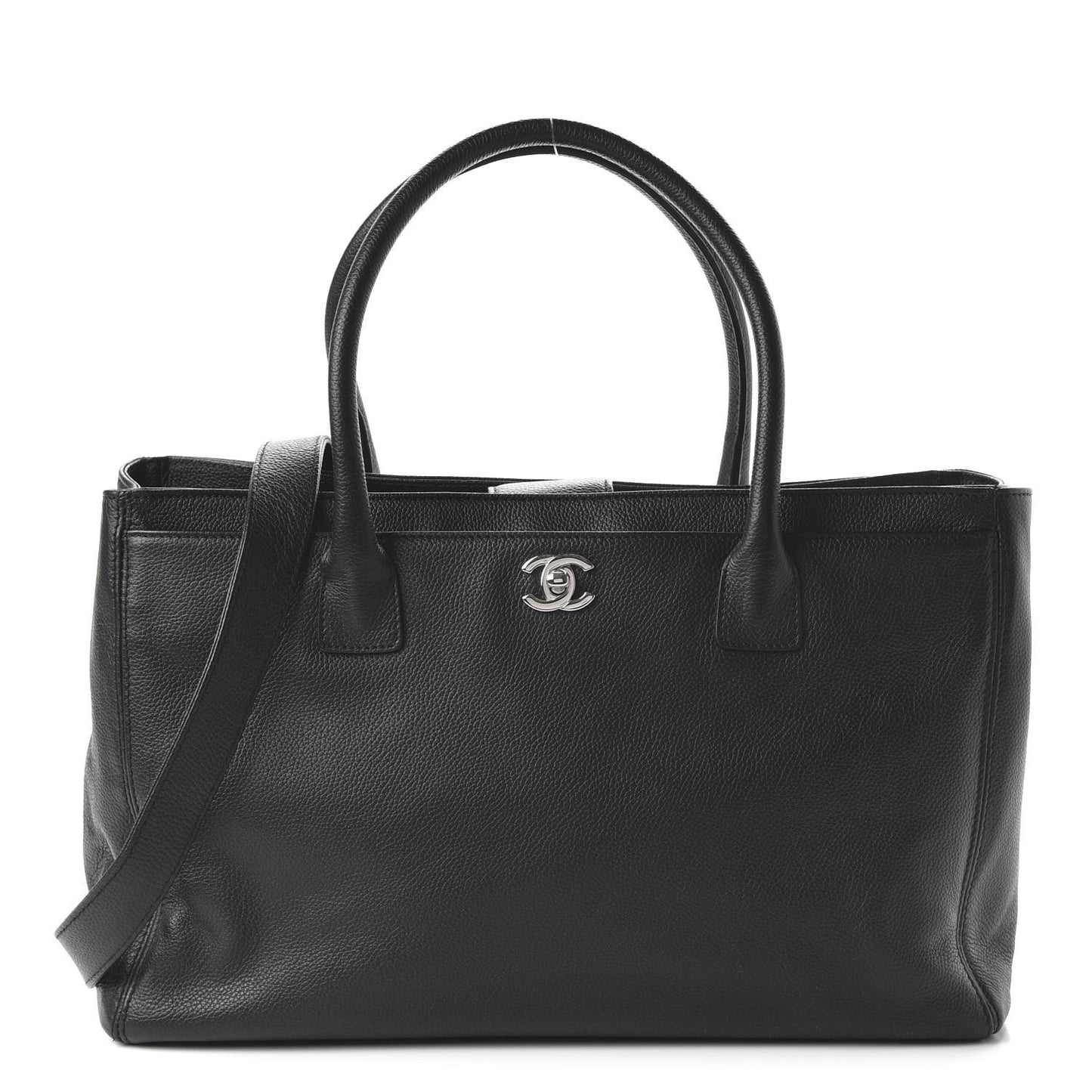 Calfskin Cerf Executive Shopper Tote Black