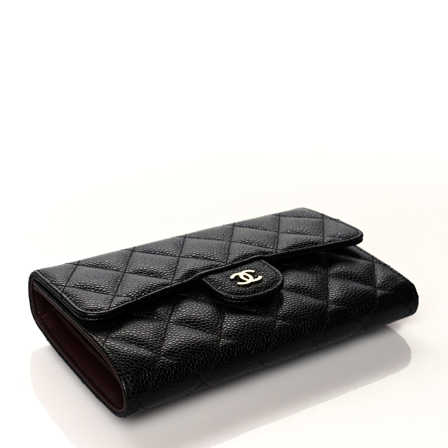Caviar Quilted Large Flap Wallet Black
