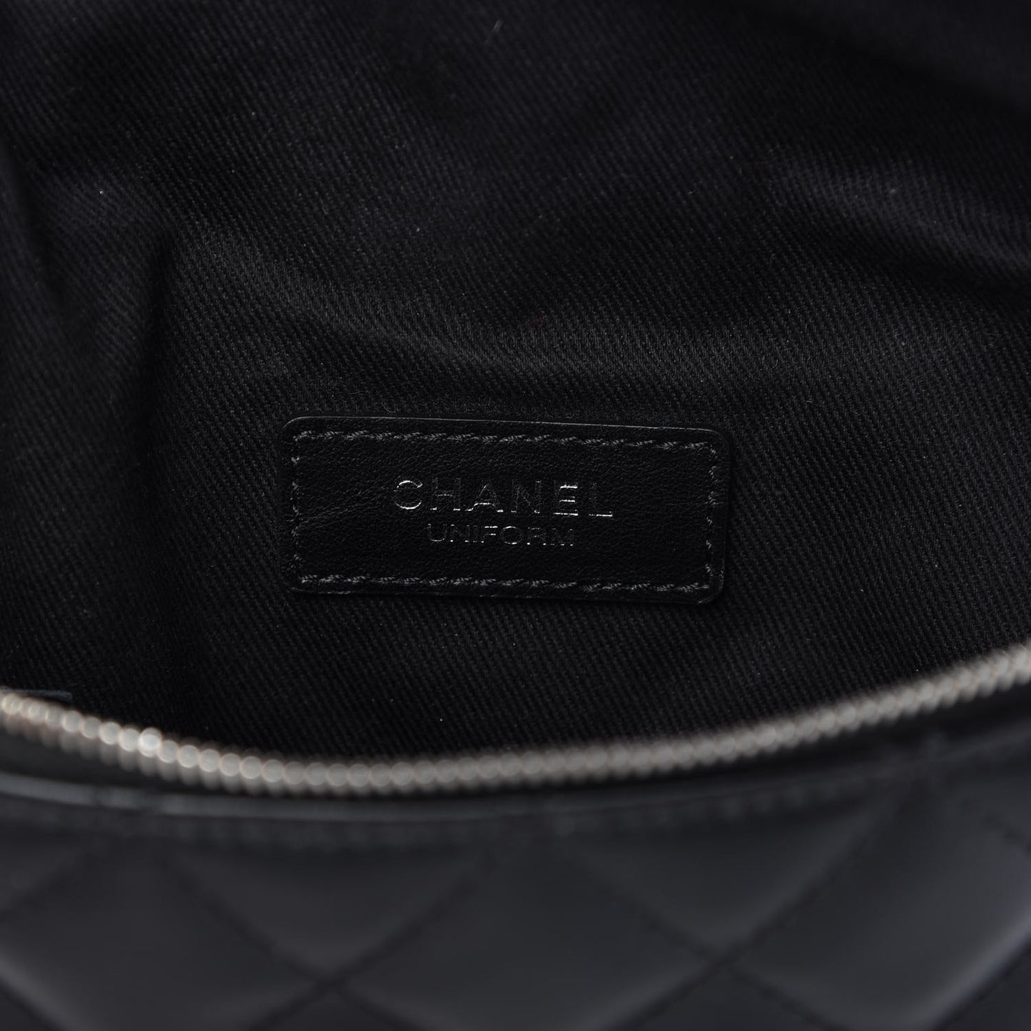 Grained Calfskin Quilted Waist Belt Bag Black