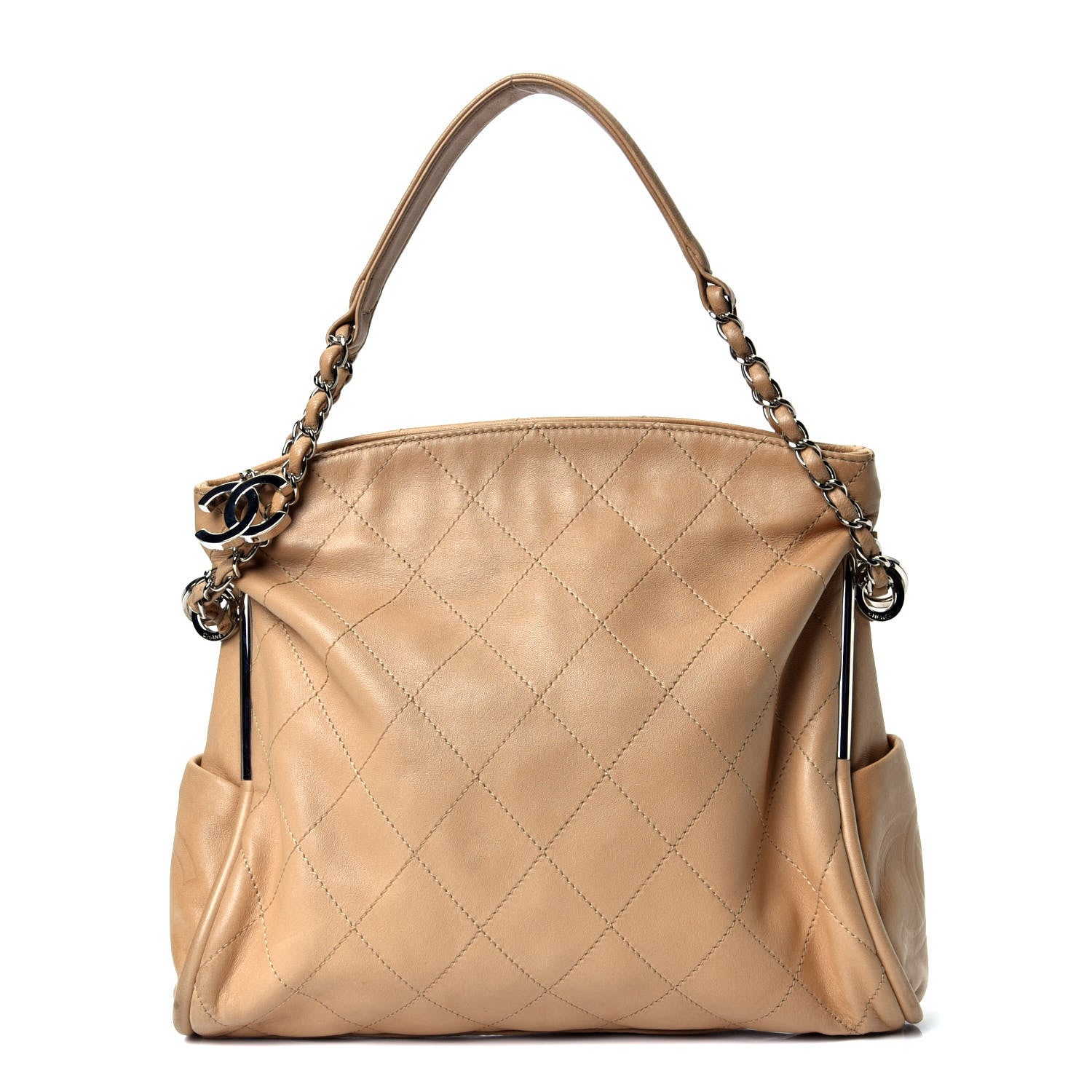 Chanel Lambskin Stitched Medium Ultimate Soft Tote Beige