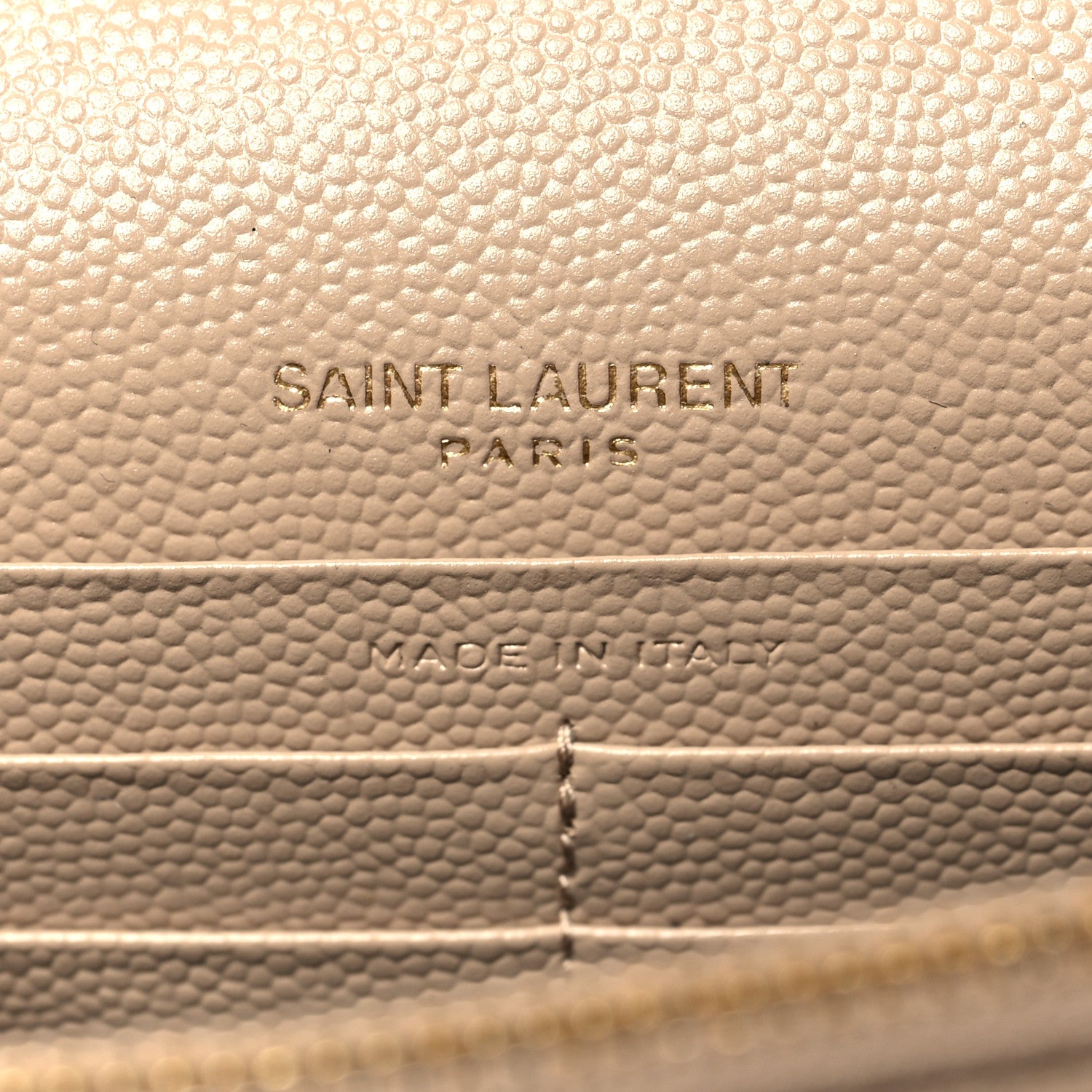 Saint Laurent Grain De Poudre Matelasse Chevron Monogram Envelope Chain Wallet Dark Beige 6 of 11