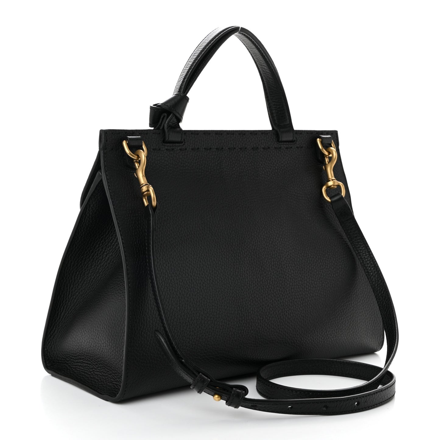 Calfskin Small GG Marmont Top Handle Bag Black