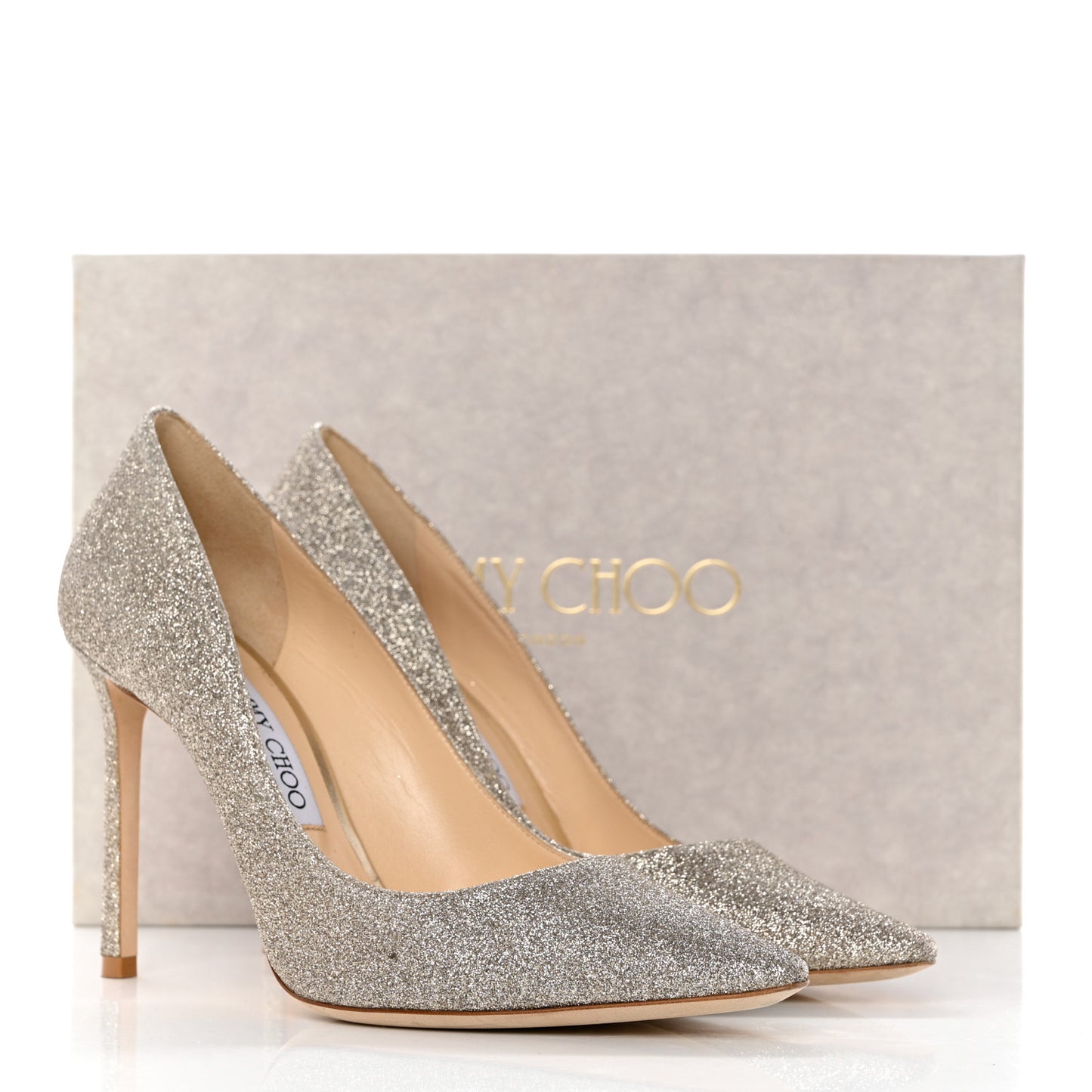 Glitter Romy 100 Pumps 37.5 Platinum Ice