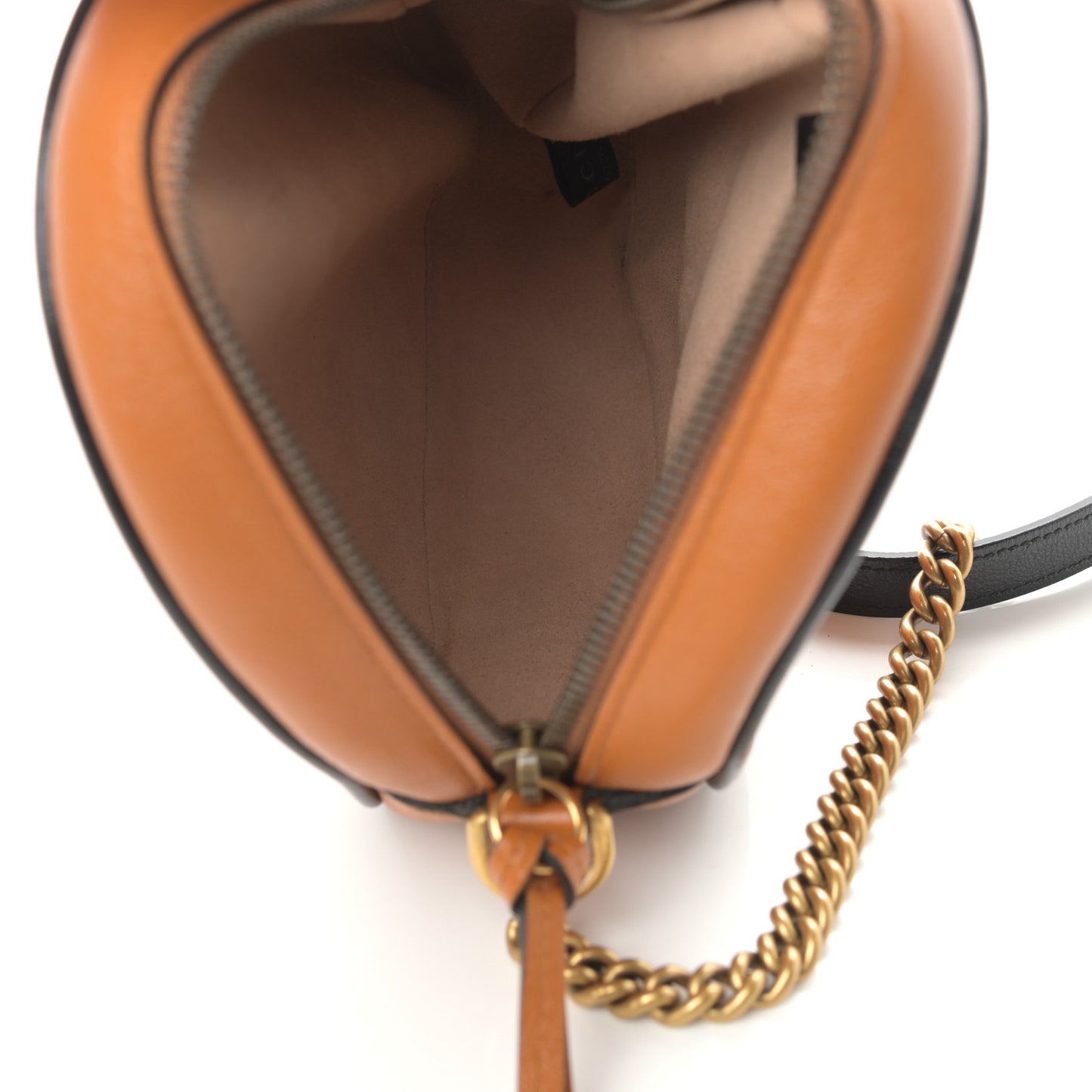 Azalea Calfskin Matelasse Diagonal Mini Torchon GG Marmont Round Shoulder Bag Cognac Black