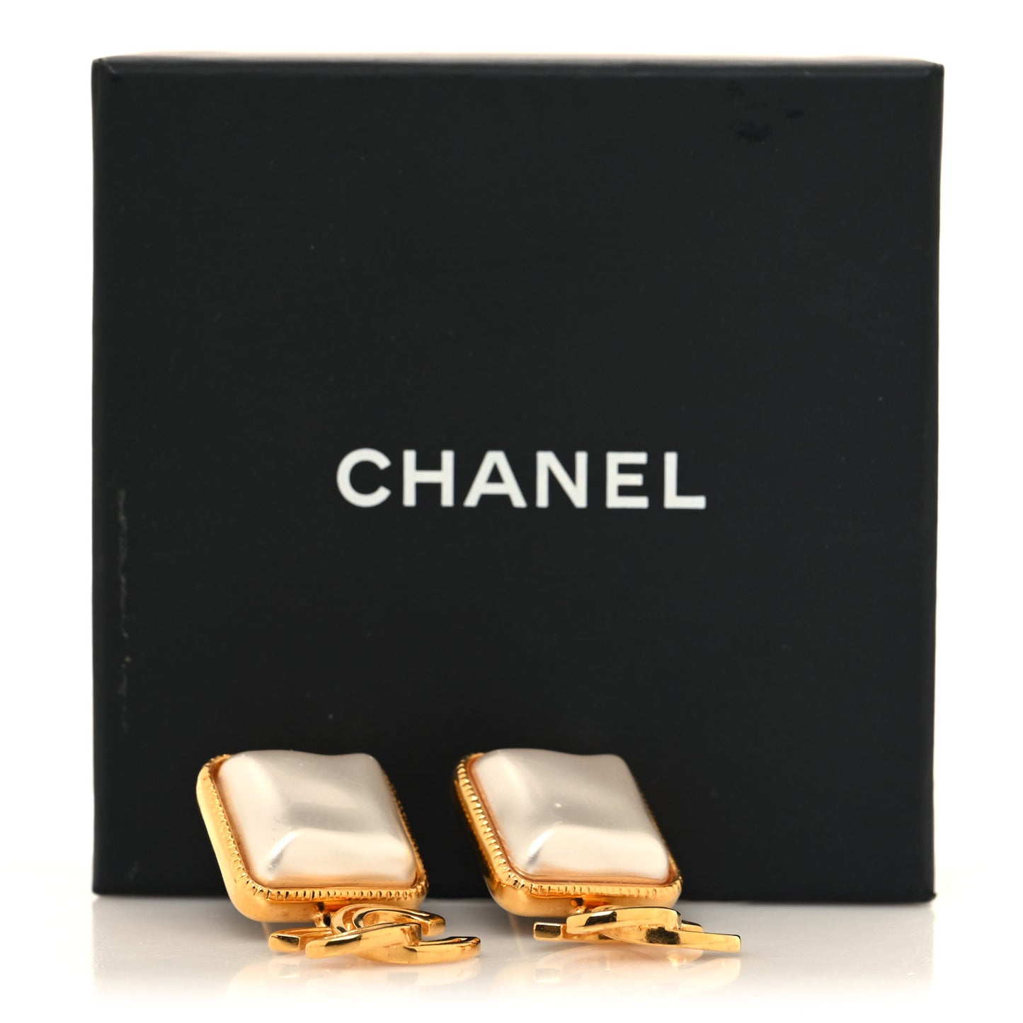 Metal Pearl Obazine CC Drop Earrings Gold