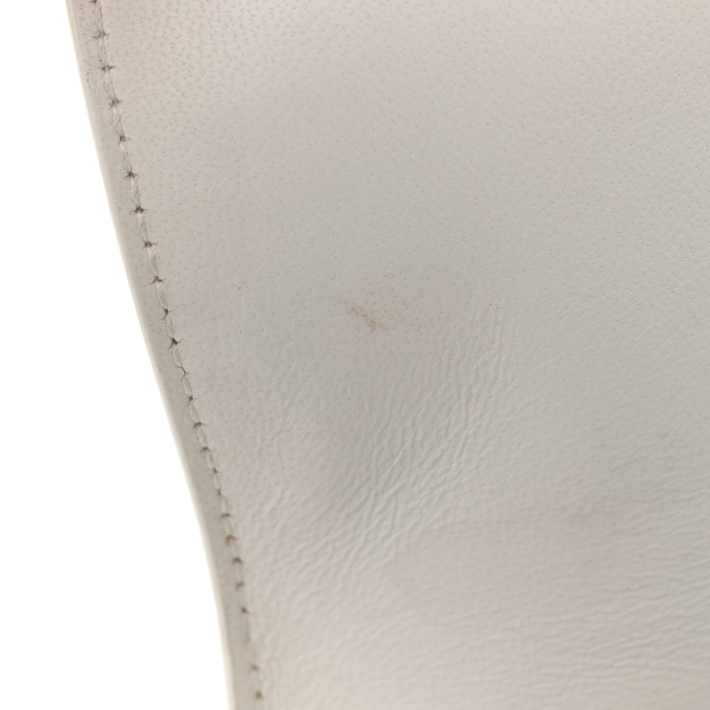 Grained Calfskin Small Hourglass Top Handle Bag White
