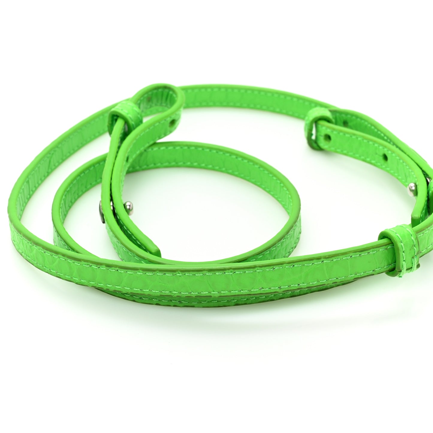 Extra Supple Calfskin Crocodile Embossed Le Cagole Mini Purse With Chain Acid Green