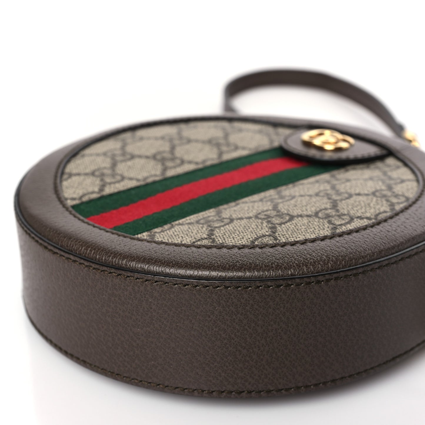 GG Supreme Monogram Web Mini Ophidia Round Shoulder Bag Brown