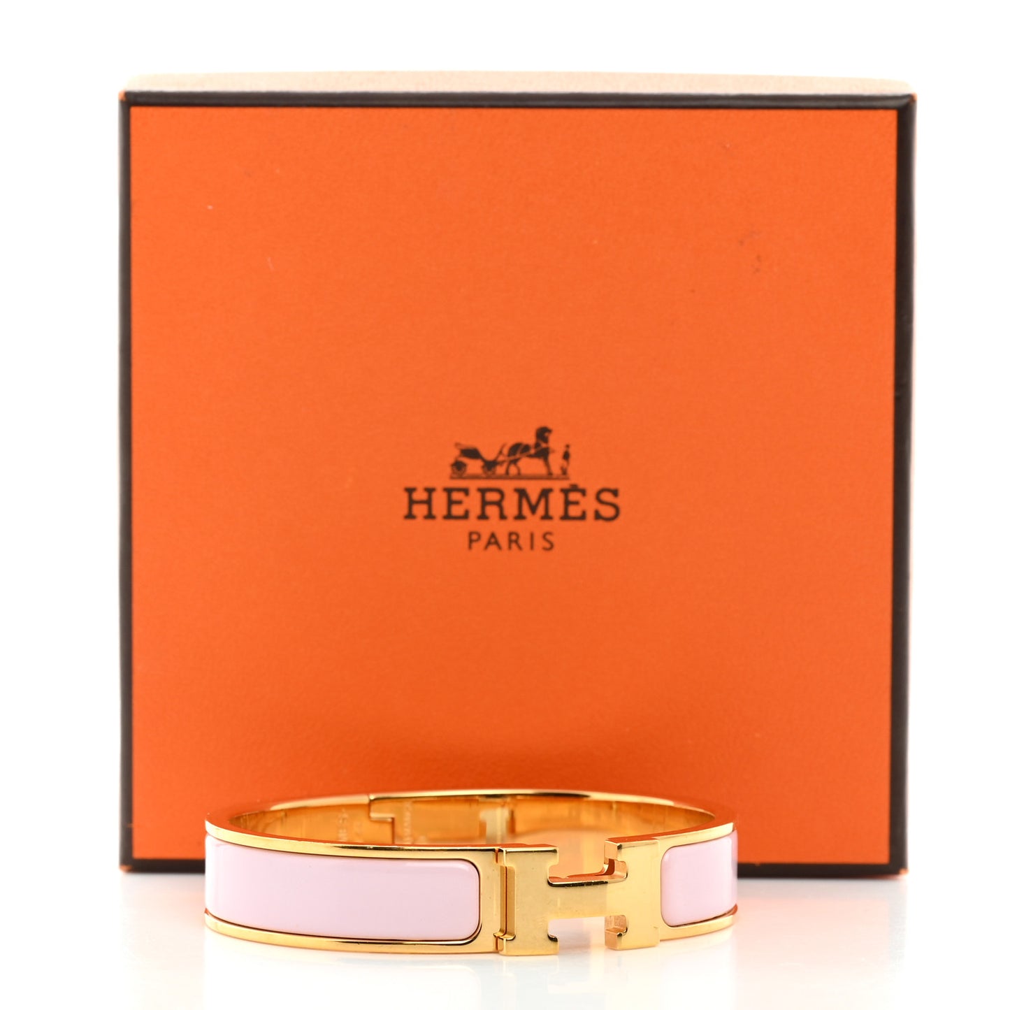Enamel Narrow Clic Clac H Bracelet PM Rose Dragee