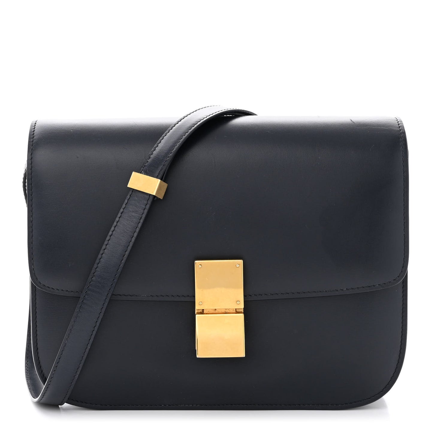 Smooth Calfskin Medium Classic Box Flap Bag Dark Blue