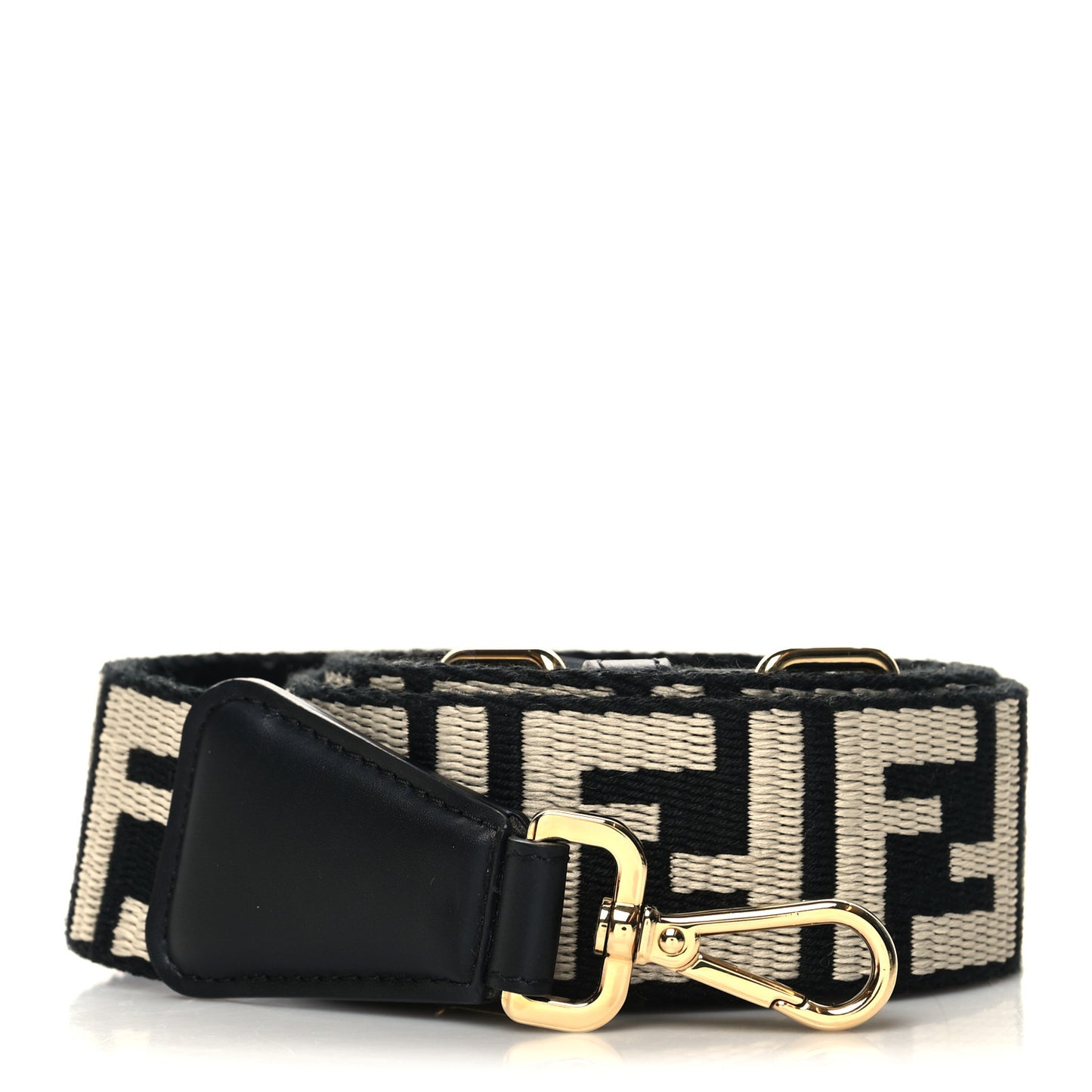 Jacquard Ribbon Vitello King FF Bi-Color Intreccio Adjustable Strap You Black White