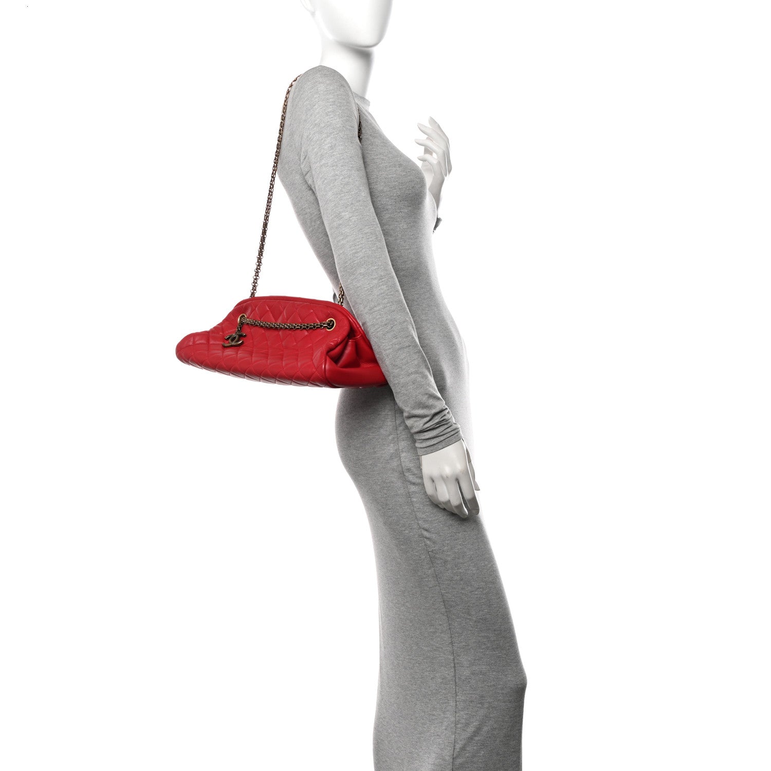 Chanel Lambskin Quilted Medium Just Mademoiselle Red 2 of 14