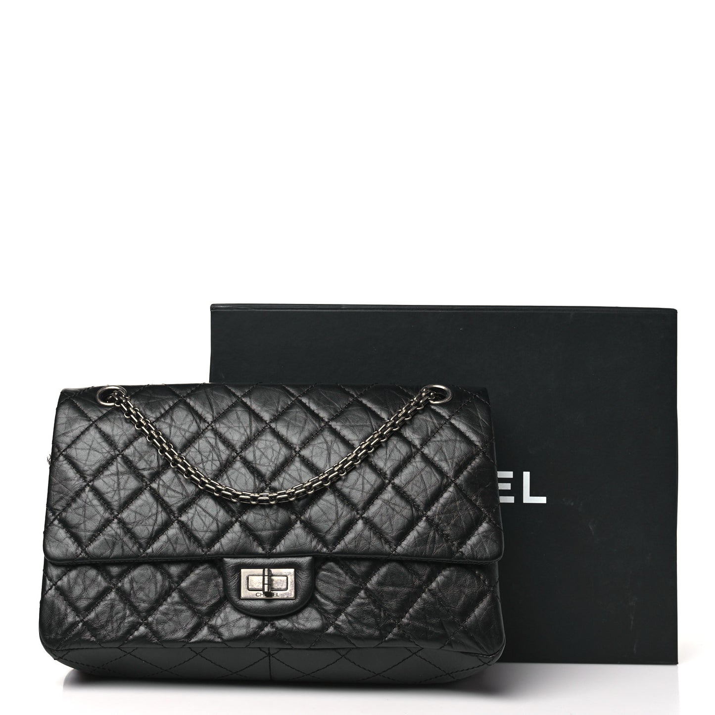Aged Calfskin Quilted 2.55 Reissue 226 Flap Black