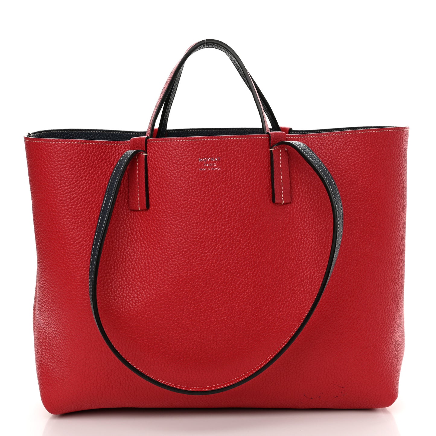 Taurillon Blush Calfskin Reversible Tote Ocean Red