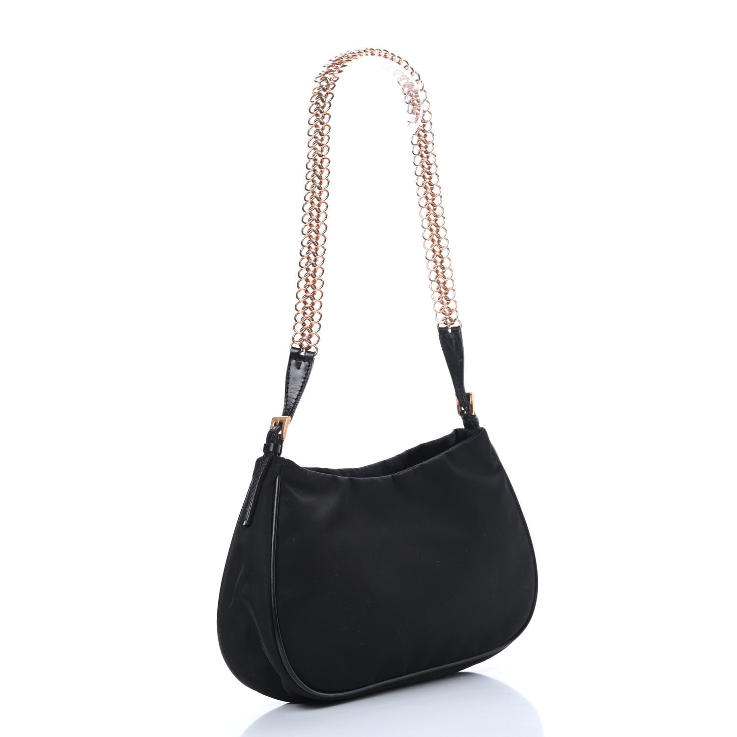 Prada Tessuto Nylon Chain Shoulder Bag Black 3 of 13