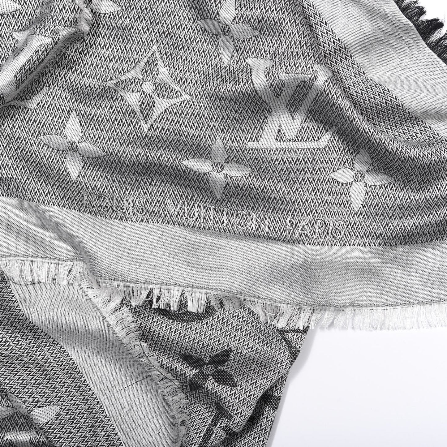 Silk Wool Beyond Monogram Shawl Silver