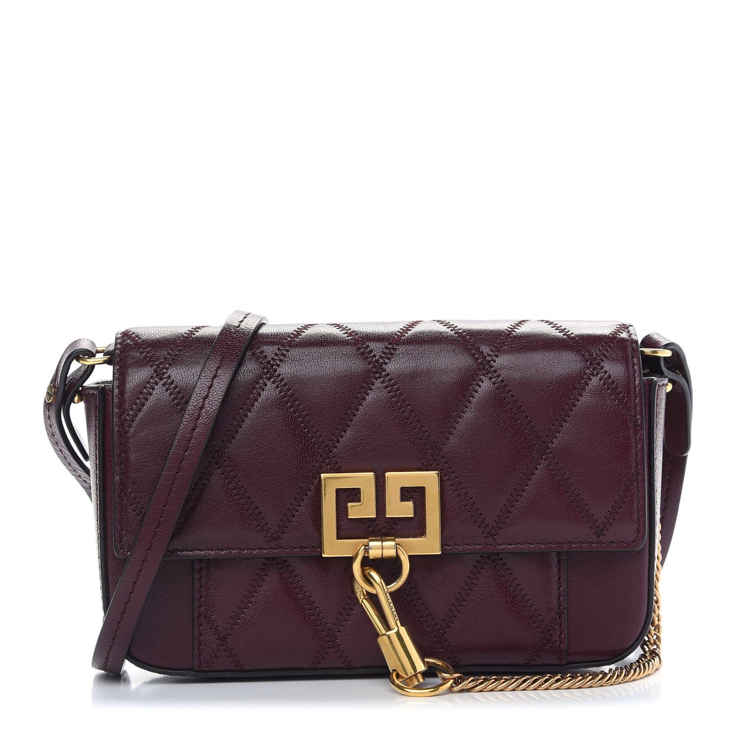 Givenchy Goatskin Quilted GV3 Mini Pocket Convertible Bag Aubergine 1 of 10