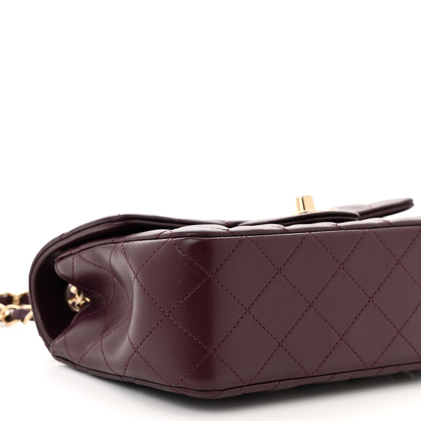 Lambskin Quilted Mini Rectangular Flap Burgundy