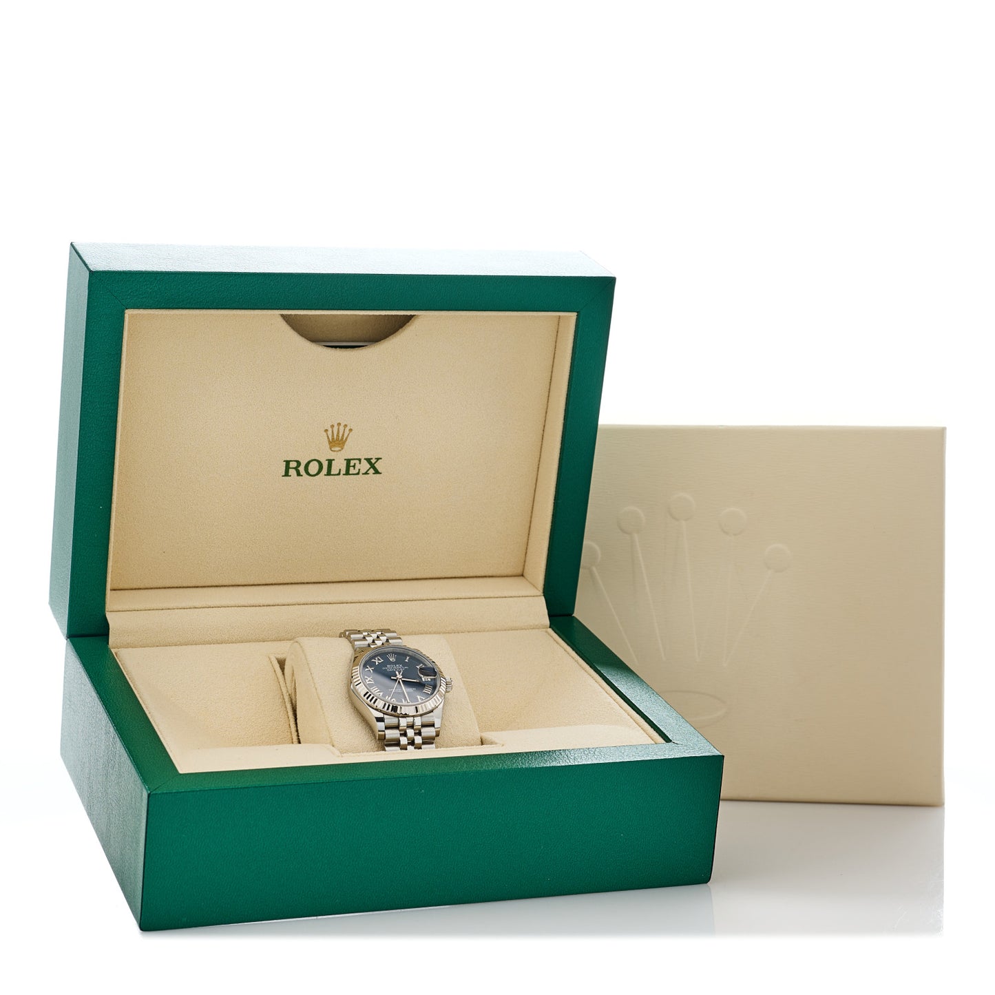 Stainless Steel 18K White Gold 31mm Oyster Perpetual Datejust Watch Bright Blue Roman 278274