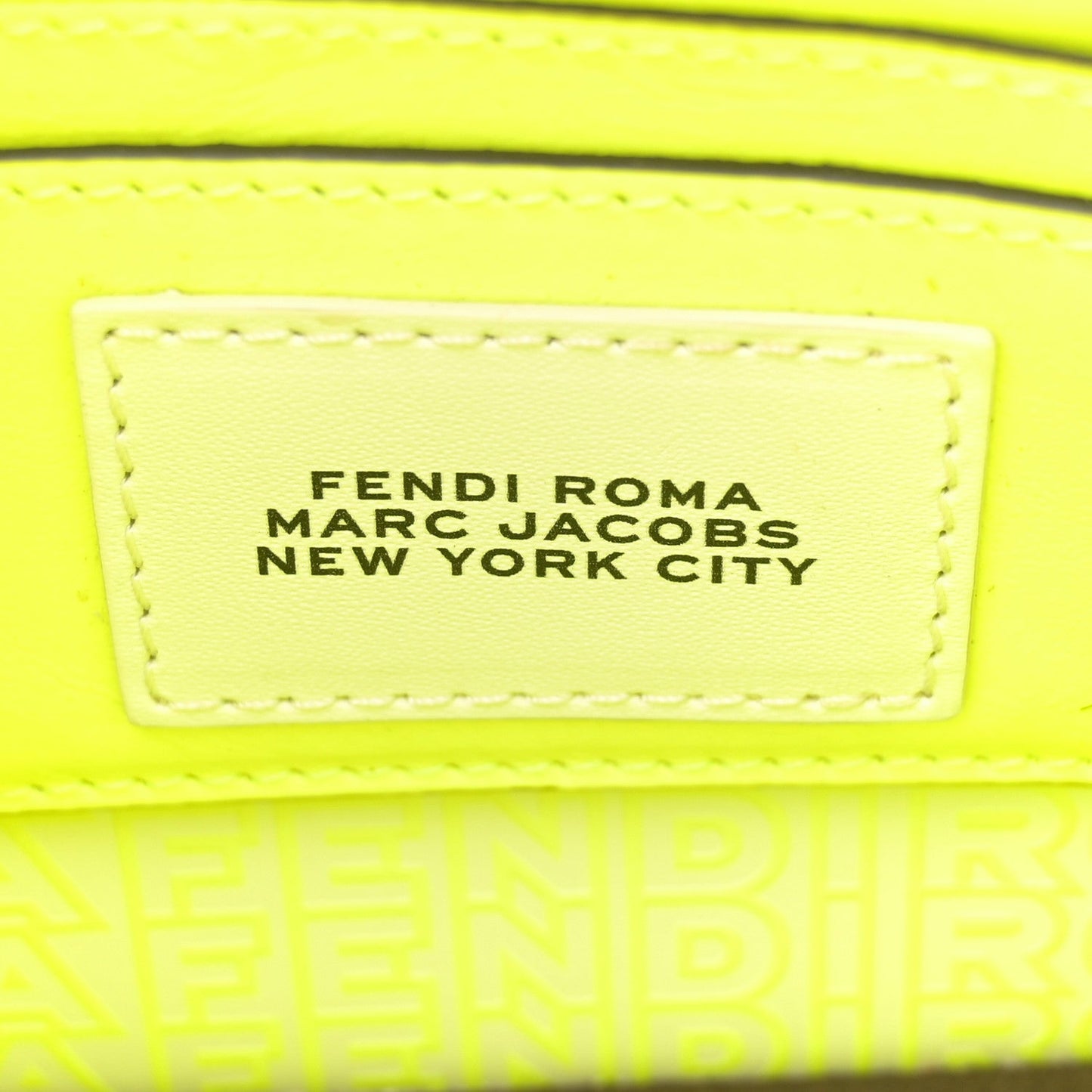 X MARC JACOBS Vitello King Cover Micro Fendi Roma Embossed Peekaboo I See U X Cross Satchel Neon Yellow