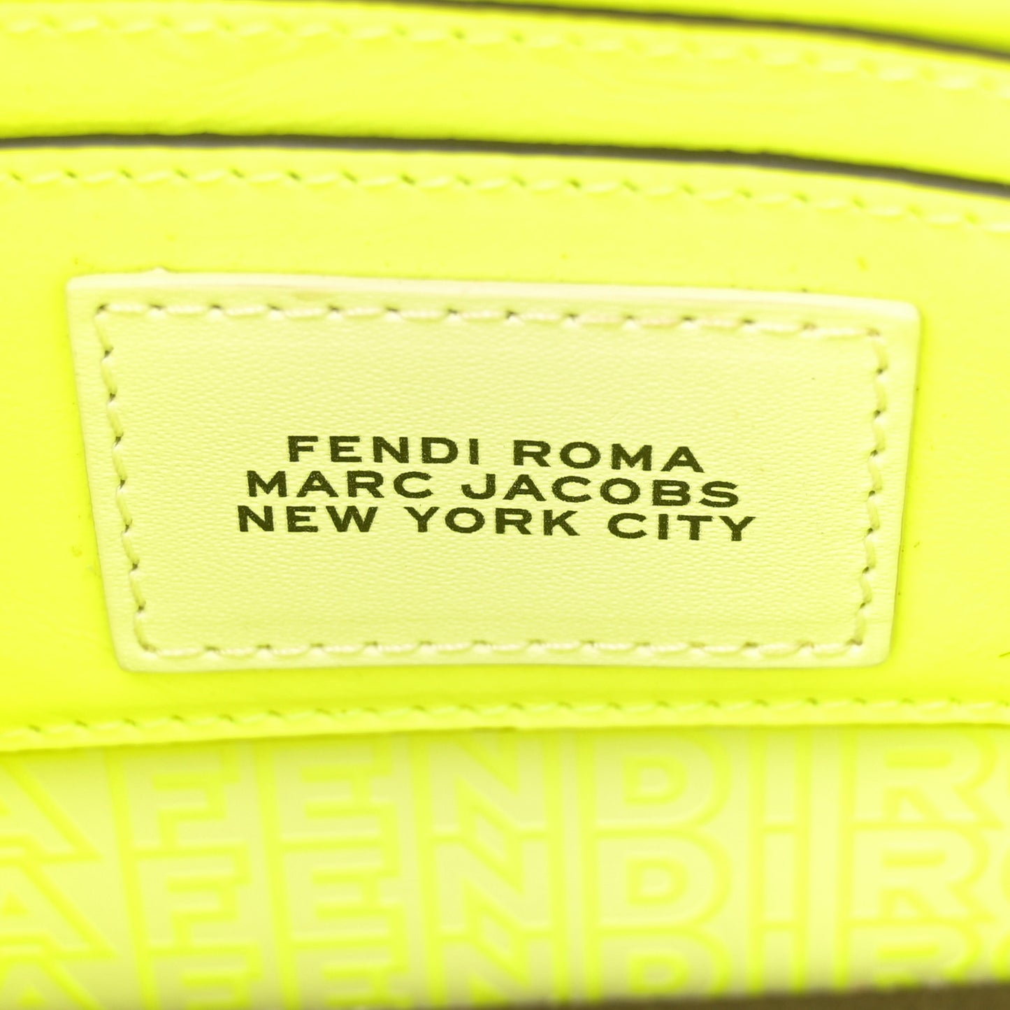 X MARC JACOBS Vitello King Cover Micro Fendi Roma Embossed Peekaboo I See U X Cross Satchel Neon Yellow
