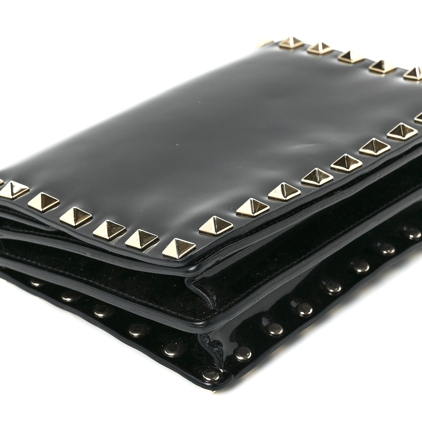Patent Rockstud Wallet On Chain Black
