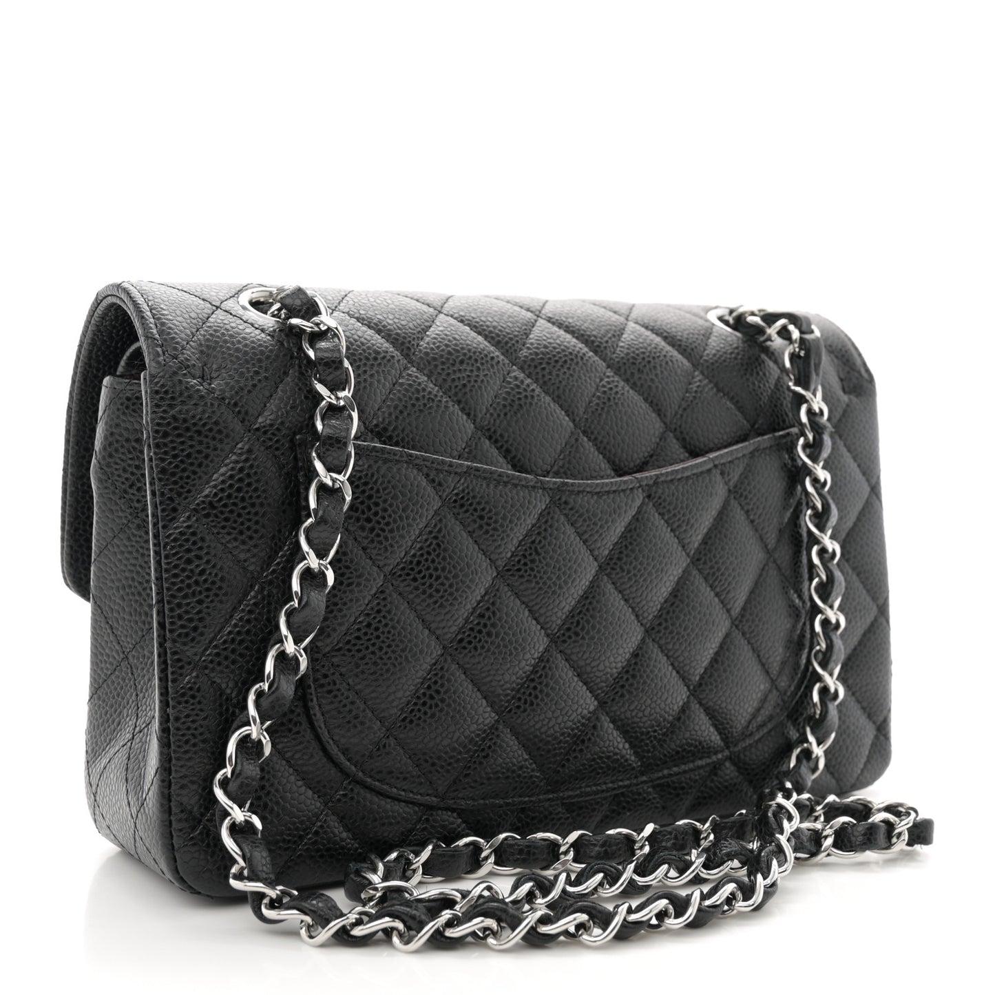 Caviar Quilted Small Double Flap Black
