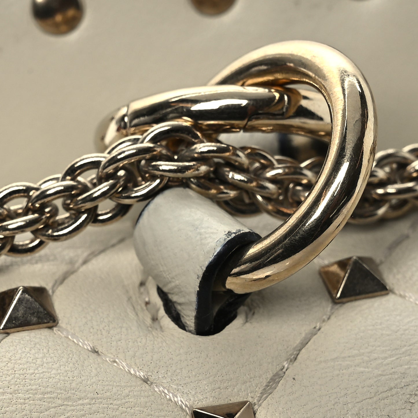 Nappa Small Rockstud Spike Shoulder Bag Light Ivory
