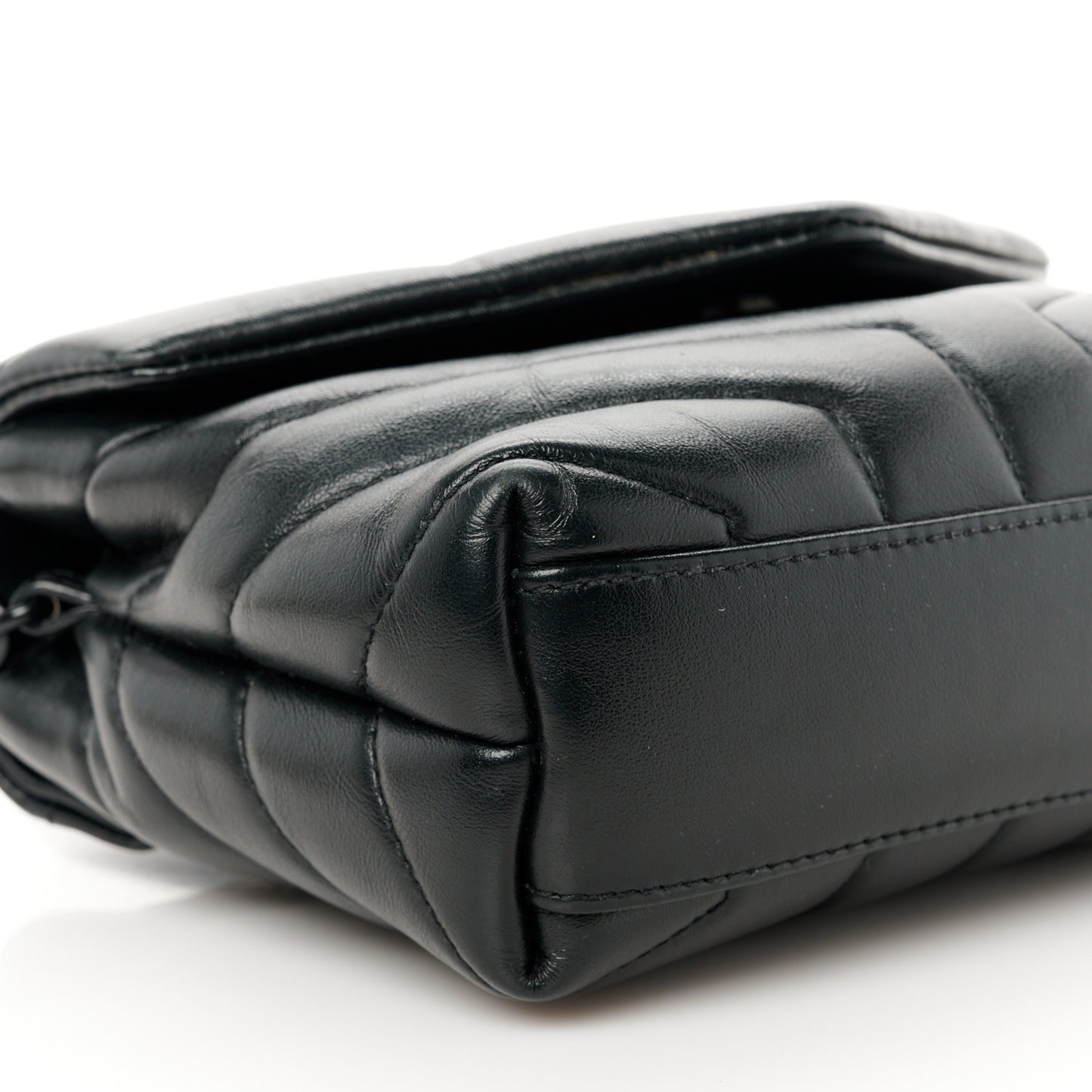 Calfskin Y Quilted Monogram Monochrome Toy Loulou Crossbody Bag Black