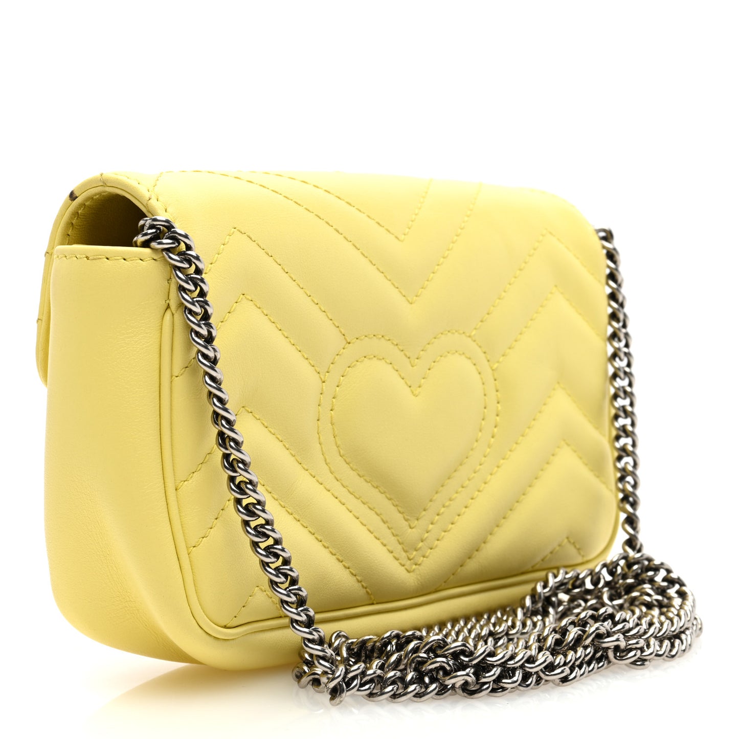 Calfskin Matelasse Super Mini GG Marmont Shoulder Bag Banana