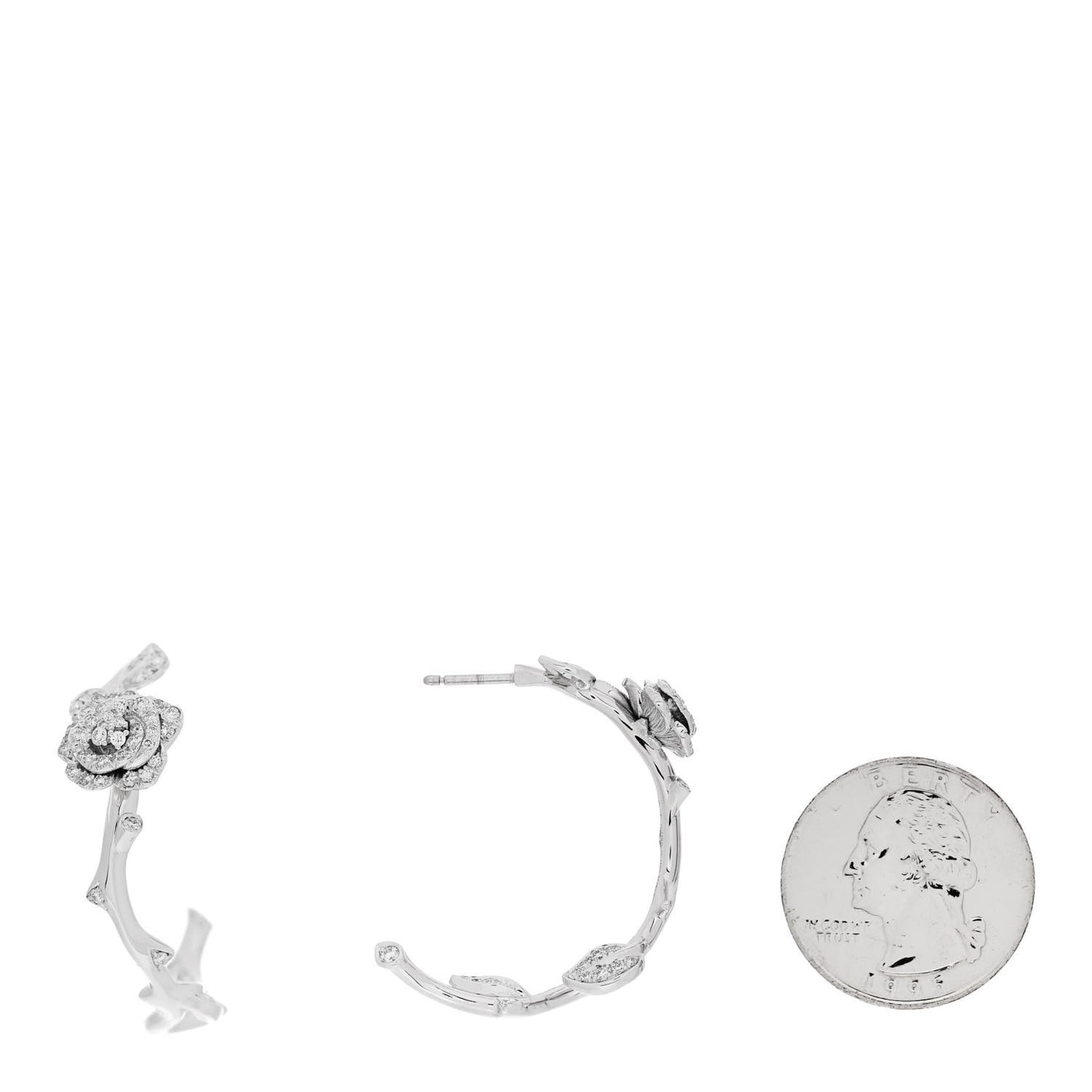 18K White Gold Diamond Rose Bagatelle Hoop Earrings