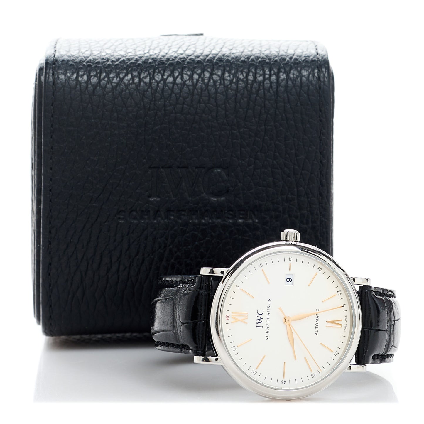 Stainless Steel Alligator 40mm Portofino Automatic Watch Silver IW356517