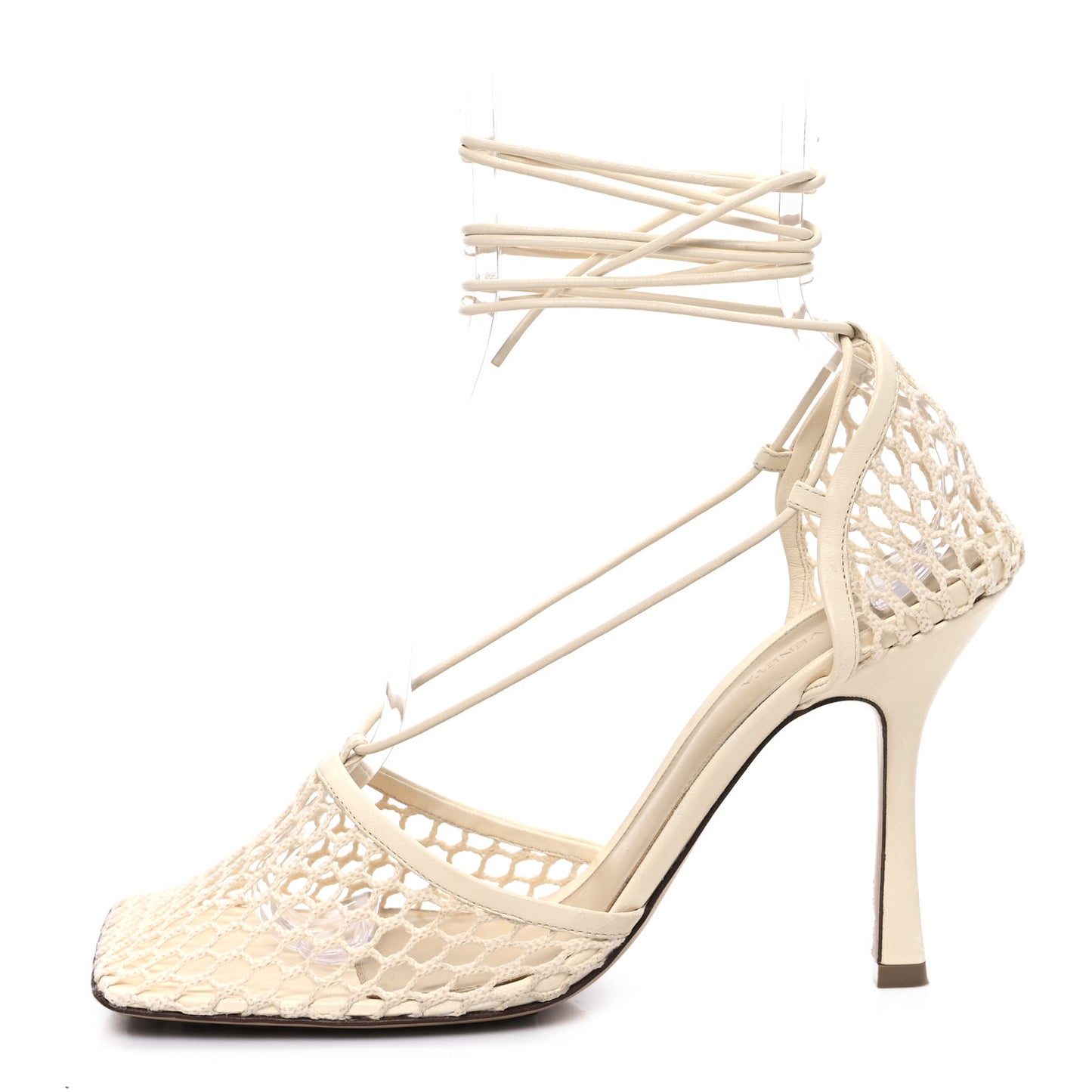 Mesh Nappa Stretch Ankle Tie Sandals 41 Toile