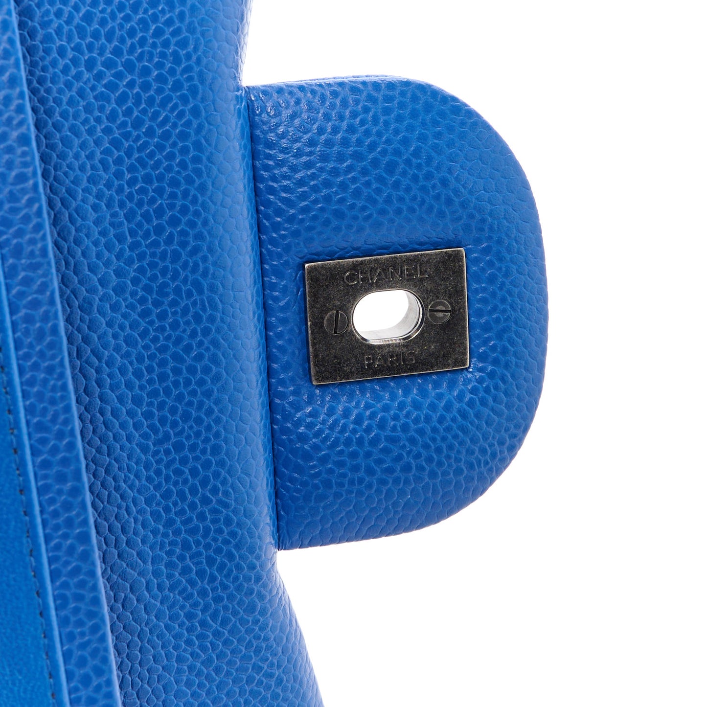 Caviar Quilted Jumbo Double Flap Bright Blue