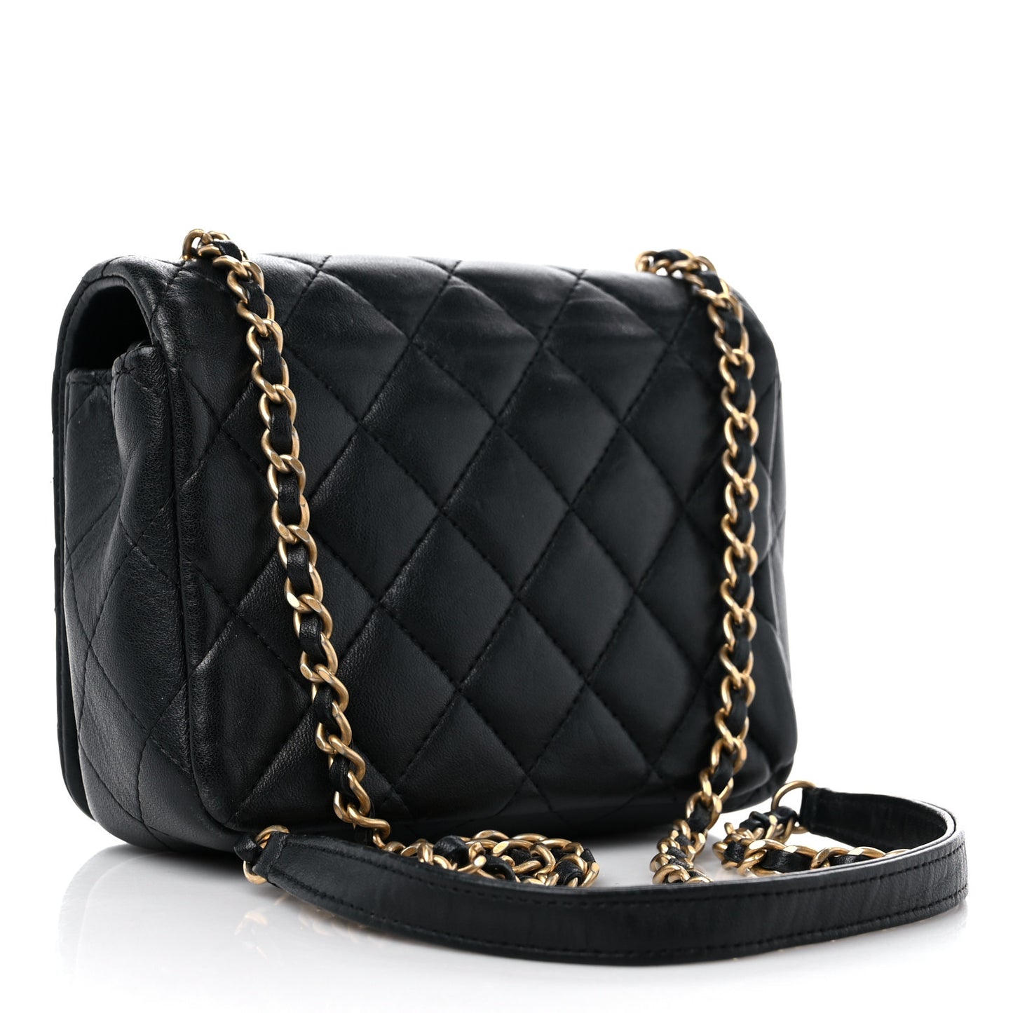 Lambskin Quilted Crystal CC Mini Flap Black
