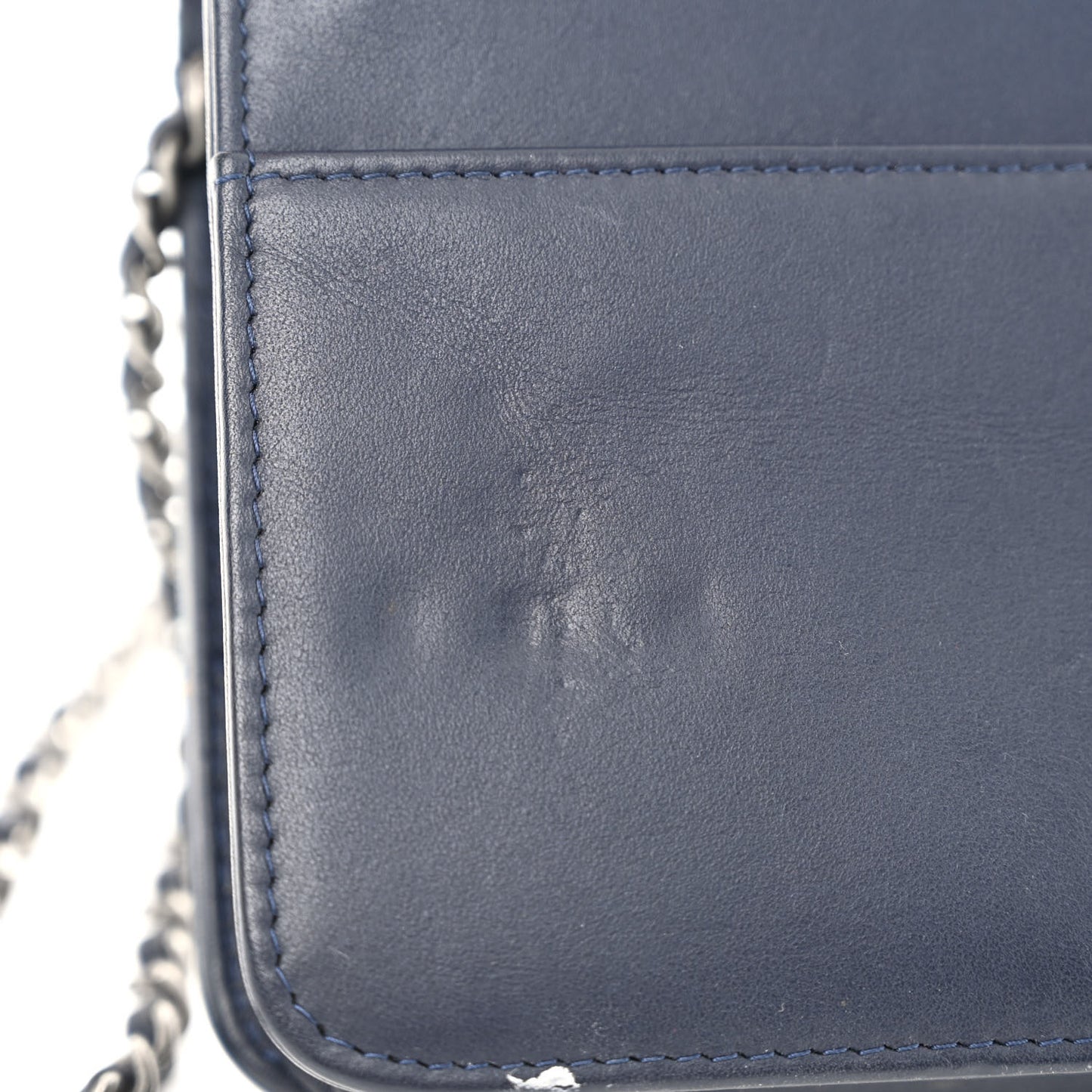 Denim Quilted Gabrielle Wallet On Chain WOC Blue