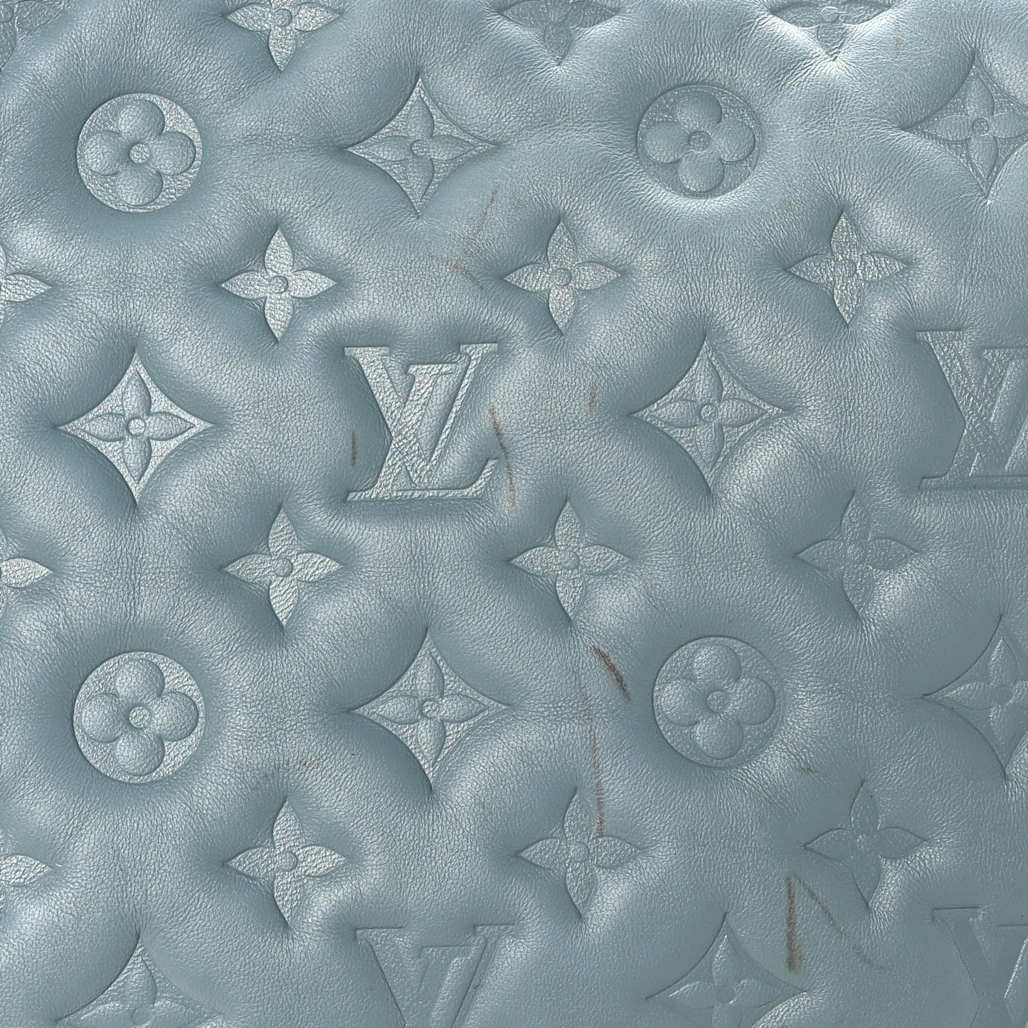 Lambskin Embossed Monogram Coussin PM Blue Glacier
