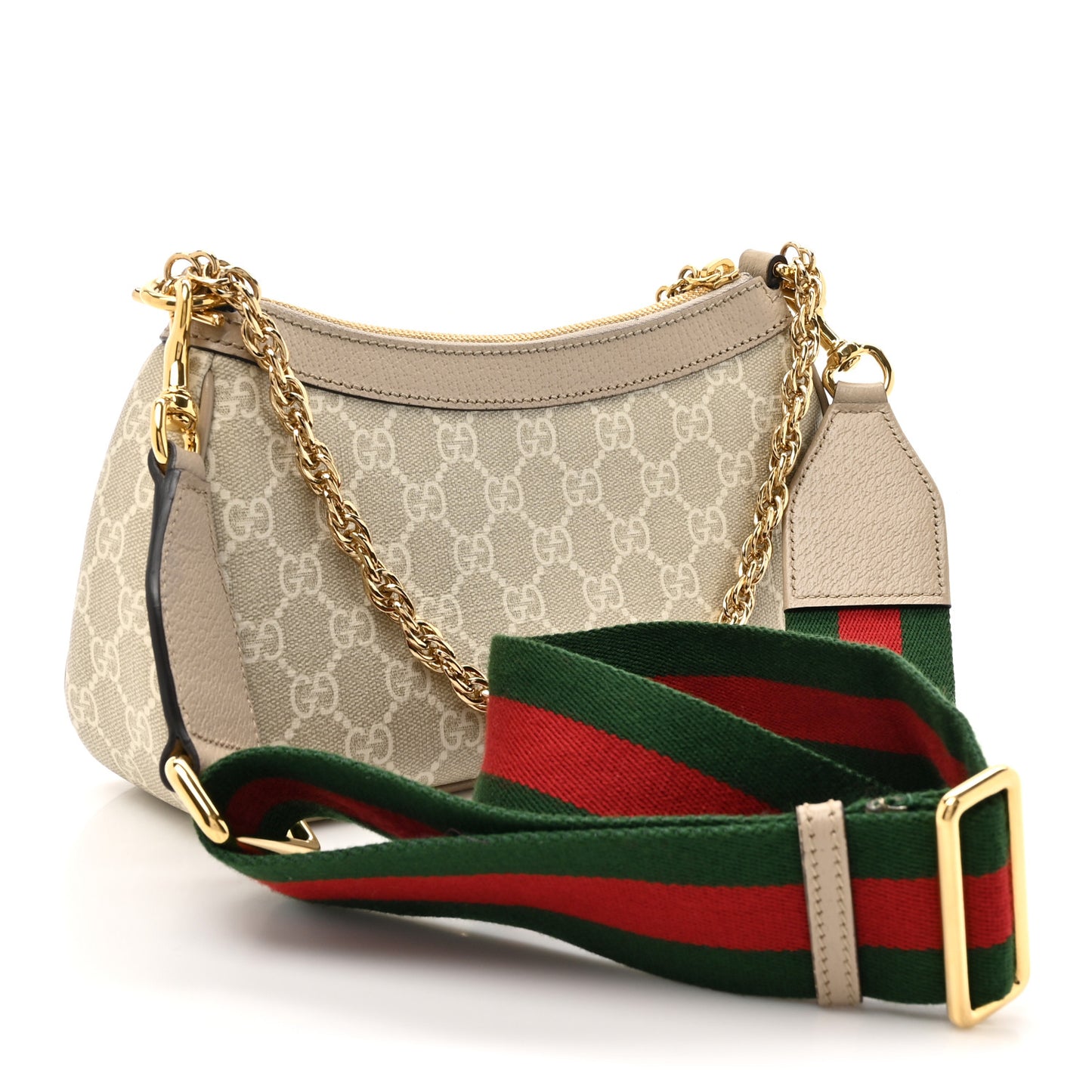 GG Supreme Monogram Textured Dollar Calfskin Web Small Ophidia GG Handbag Beige Mystic White Oatmeal