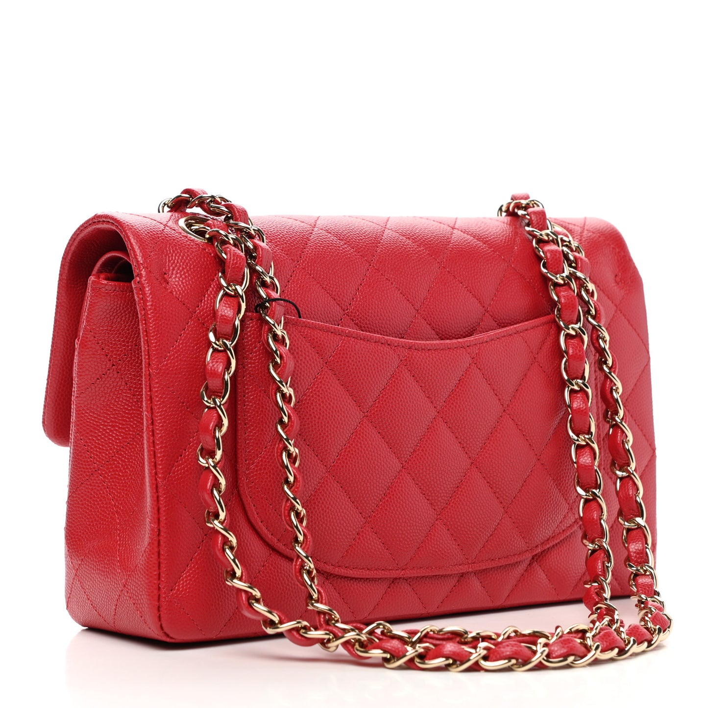 Caviar Quilted Small Double Flap Red