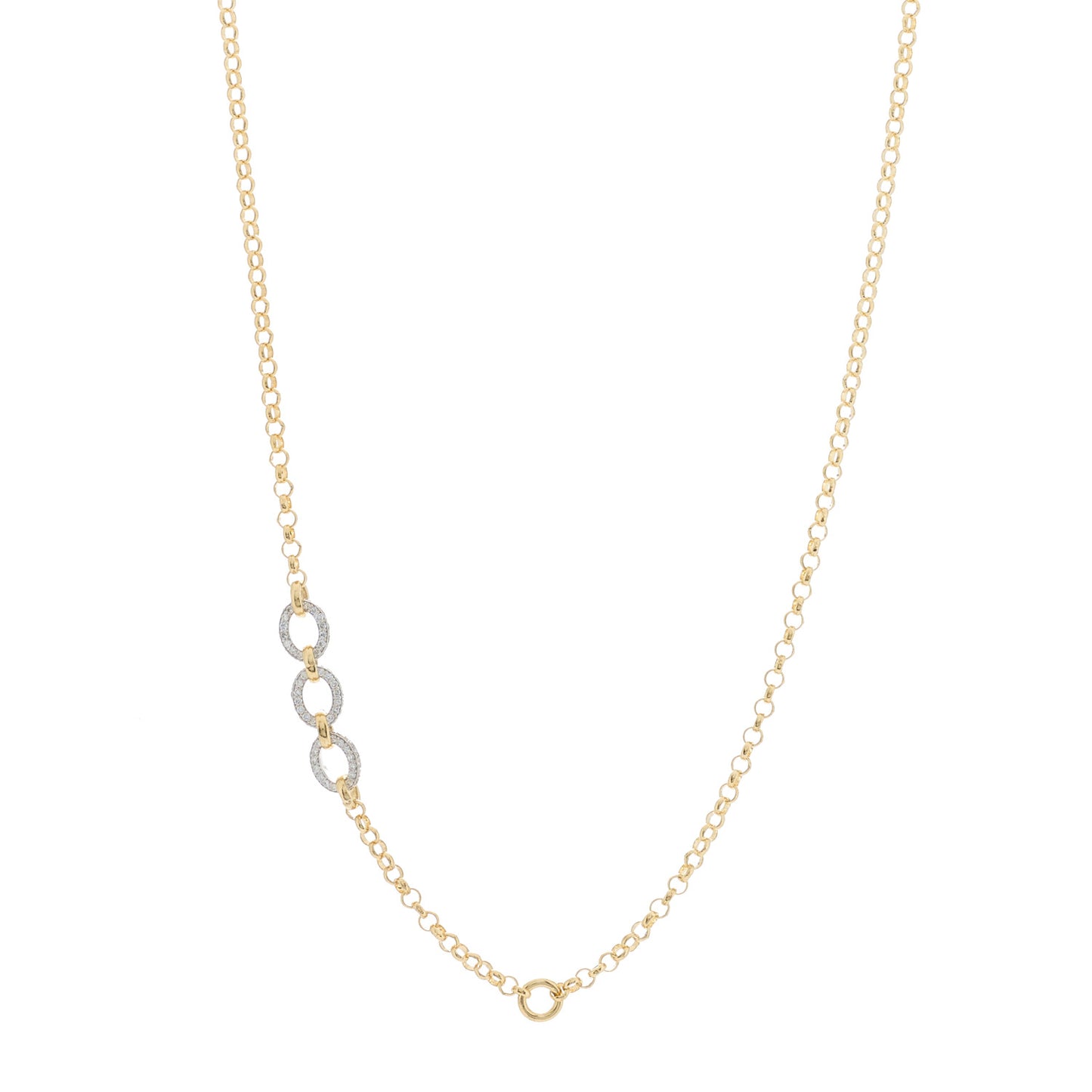 18K Yellow White Gold Diamond Small Belcher Flexible Extension Chain Necklace